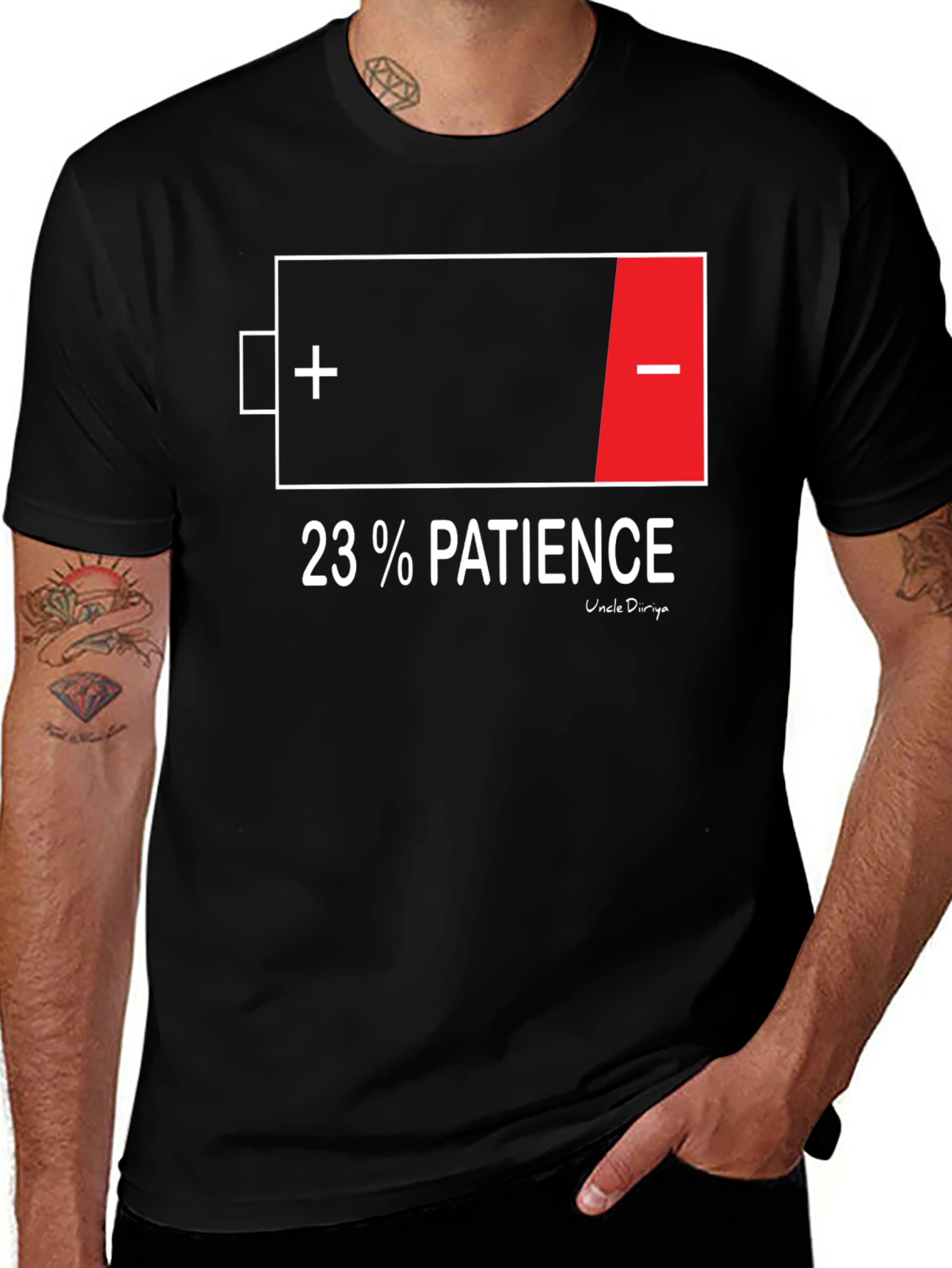 Variant 20 of 23% Patience Funny Graphic T-Shirt - Black