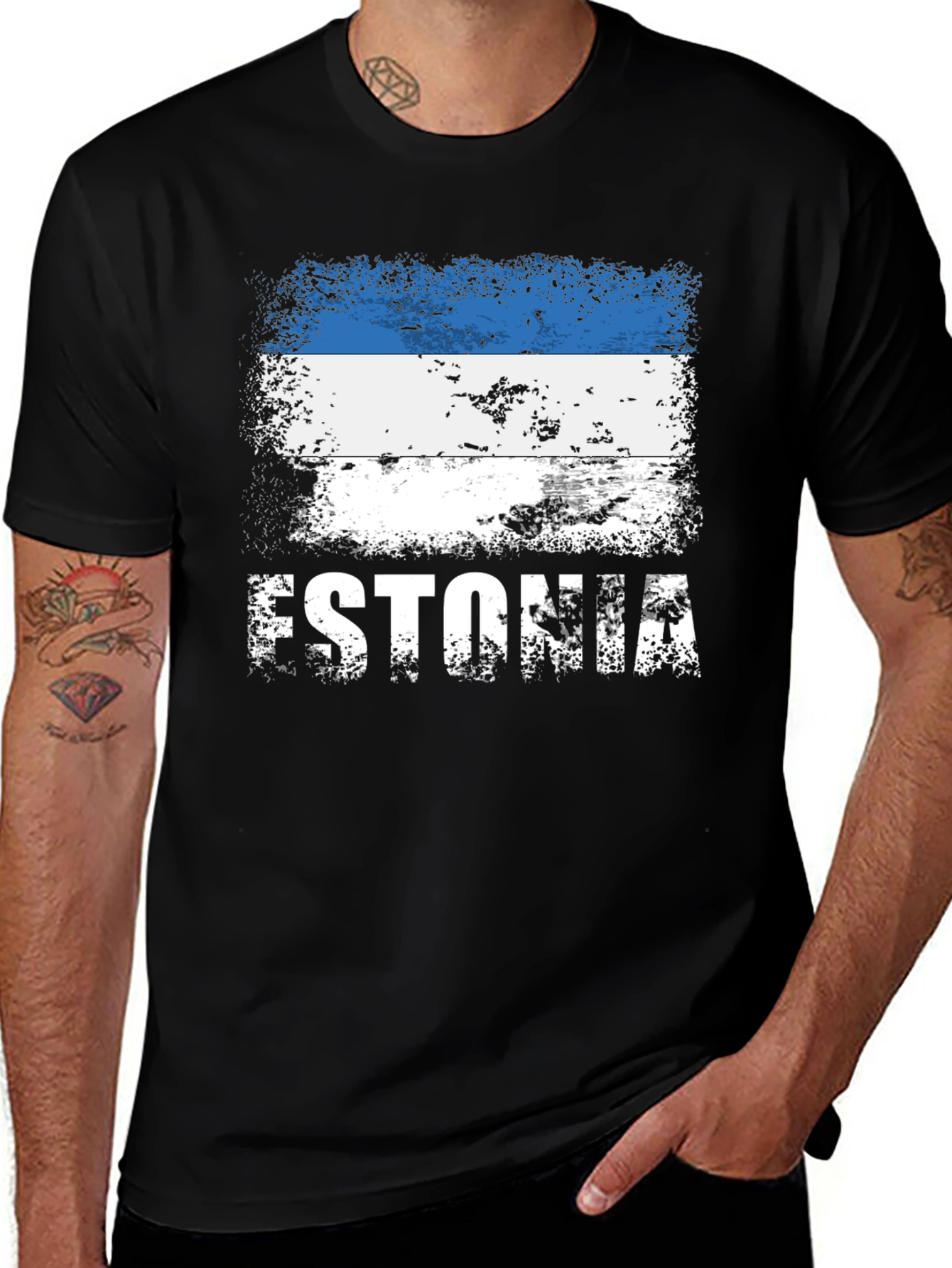 Estonia Flag T-Shirt - Distressed Graphic Tee