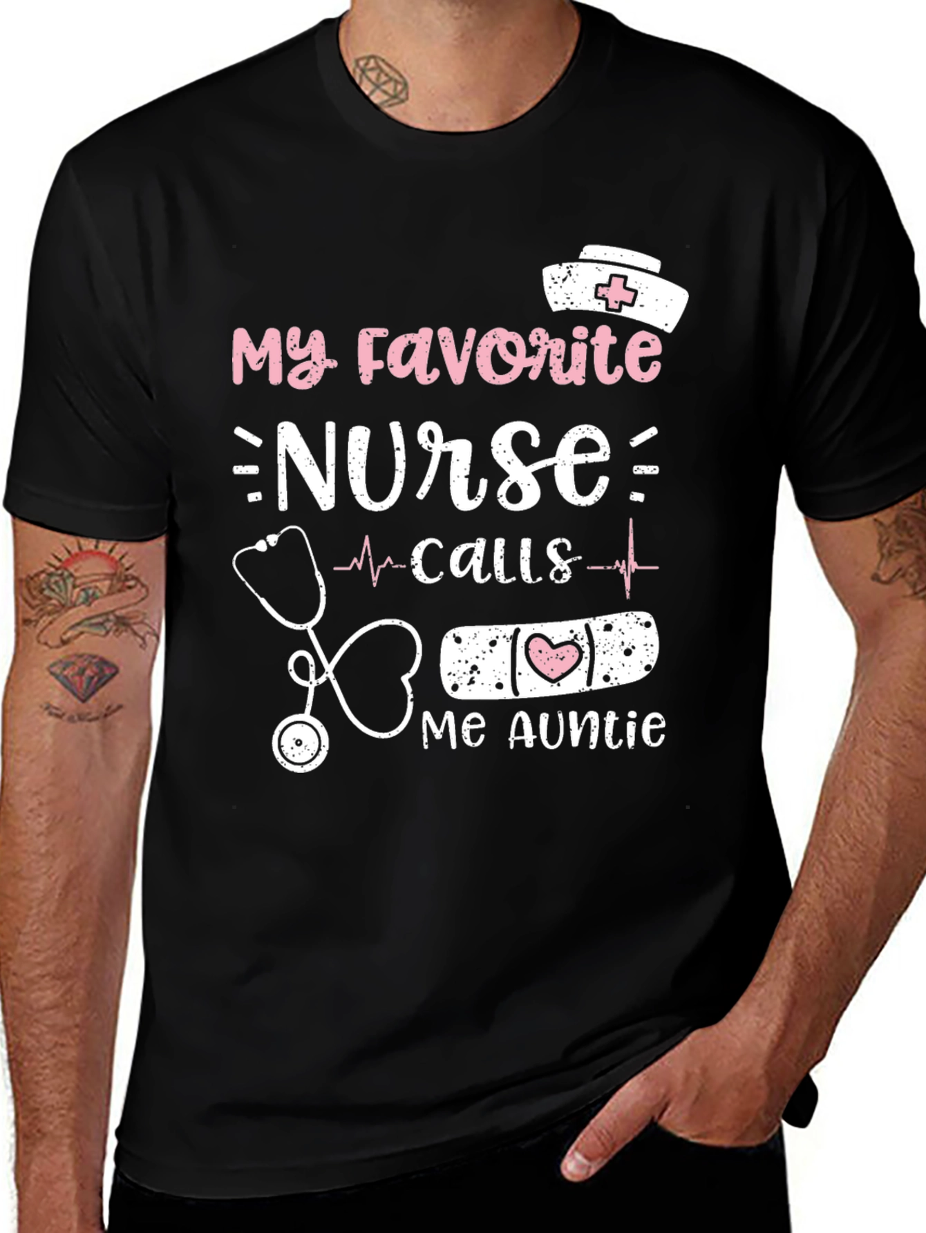 Black My Favorite Nurse Calls Me Auntie T-Shirt main image