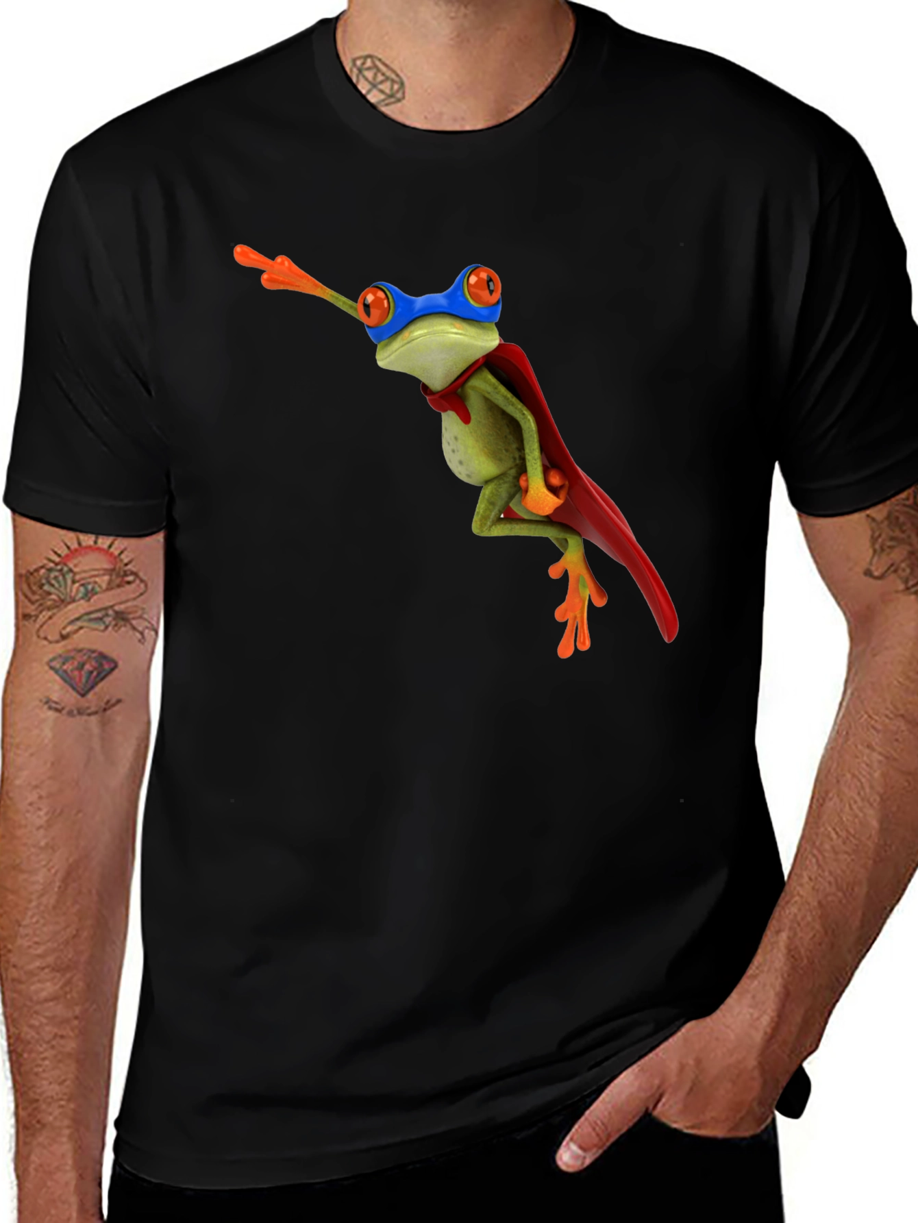 Variant 29 of Superhero Frog Black T-Shirt