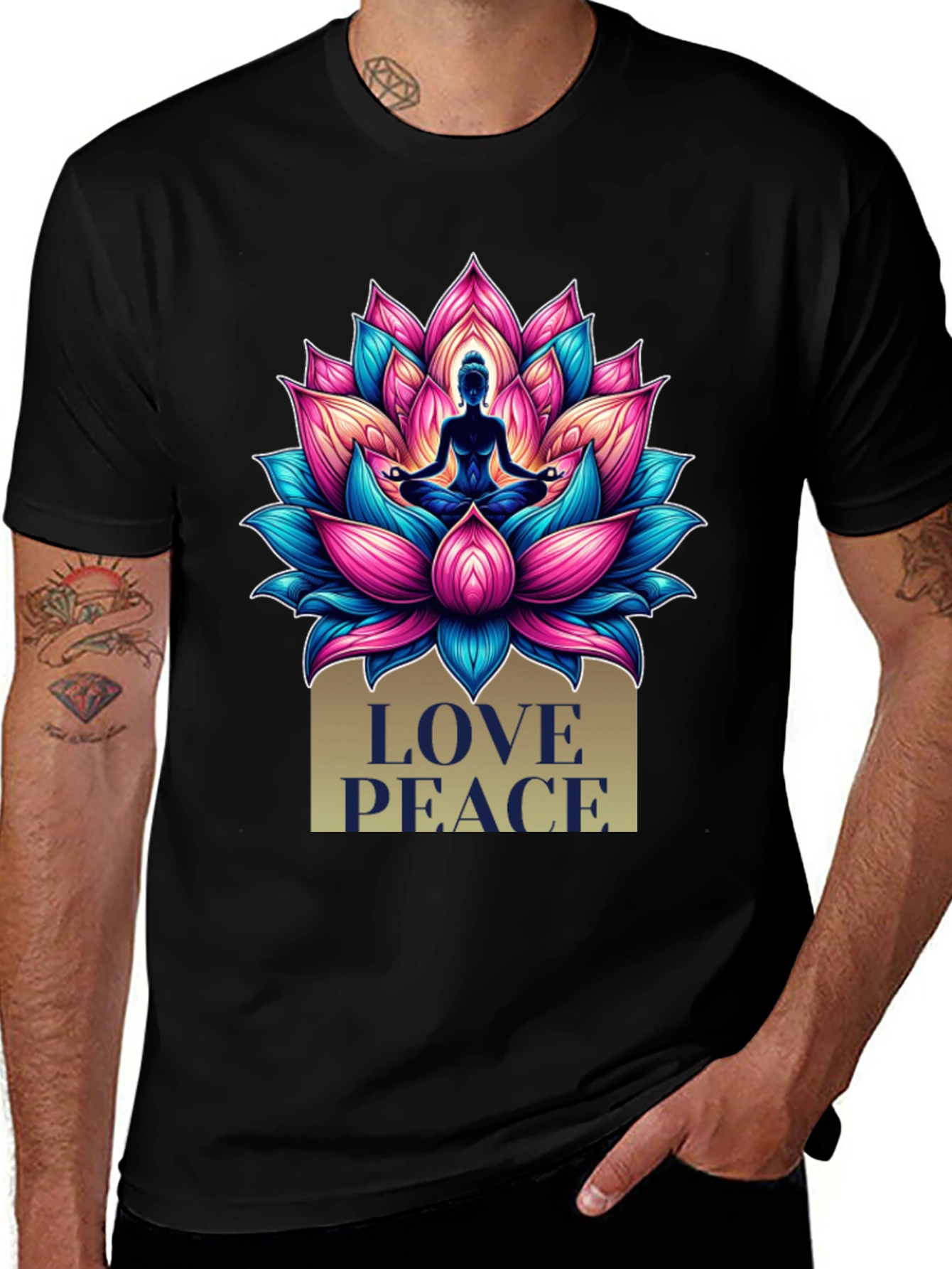 Variant 27 of Love Peace Lotus Graphic Tee