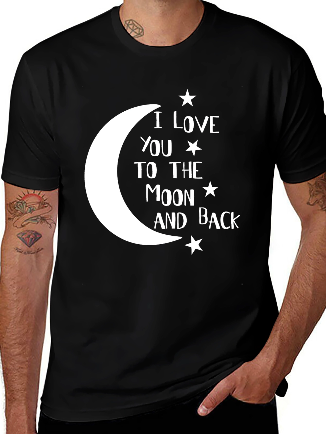 I Love You to the Moon and Back Black T-Shirt