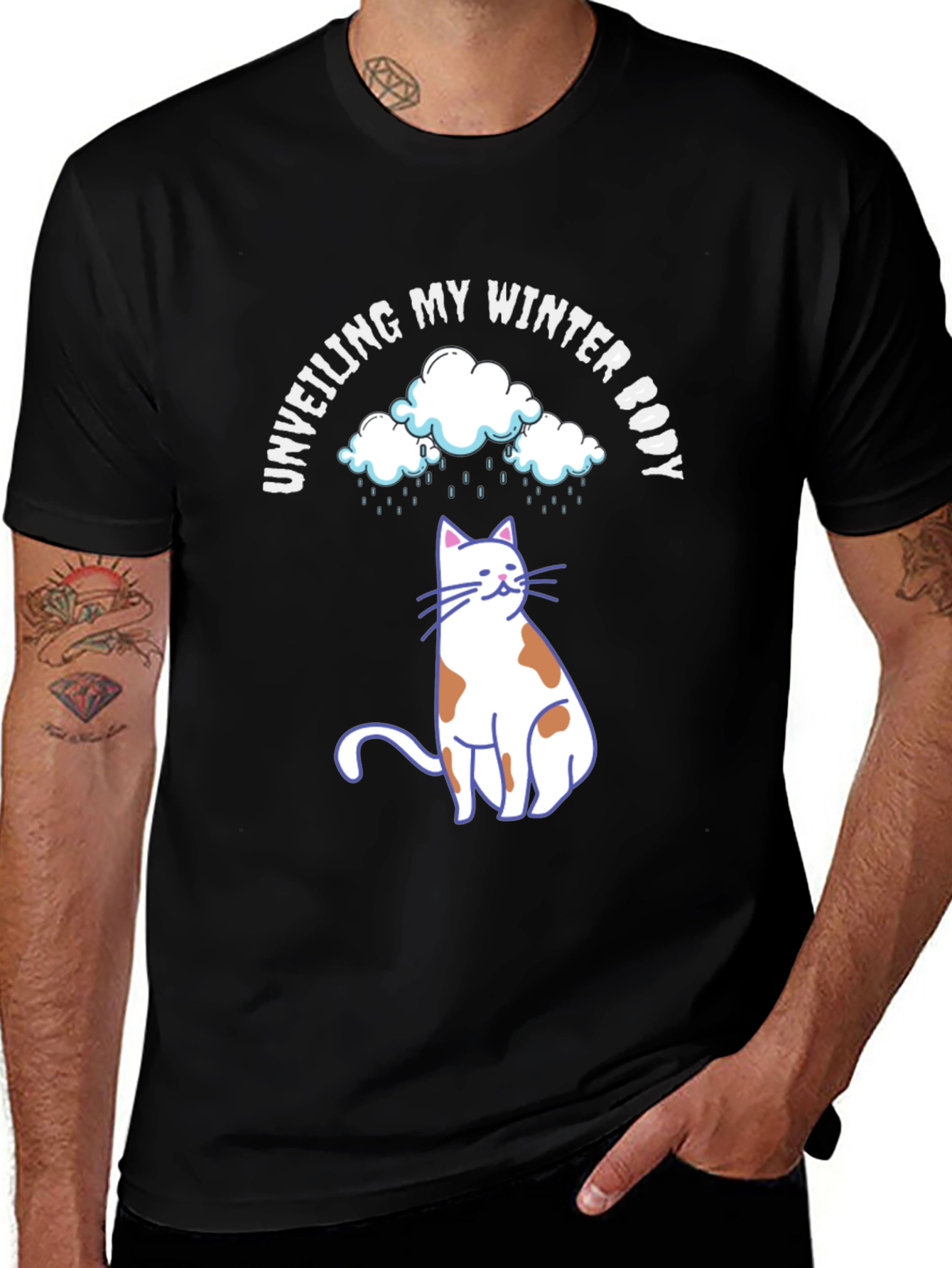 Variant 4 of Unveiling My Winter Body T-Shirt Cat Clouds