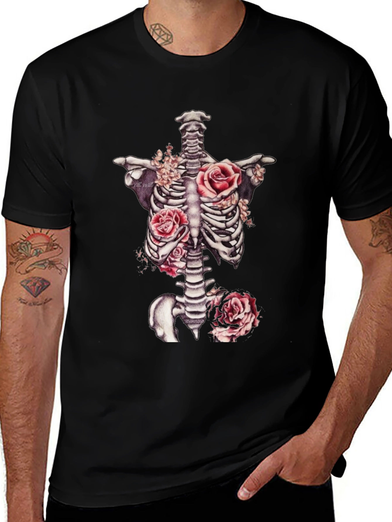 Variant 13 of Floral Skeleton Rib Cage Graphic T-Shirt