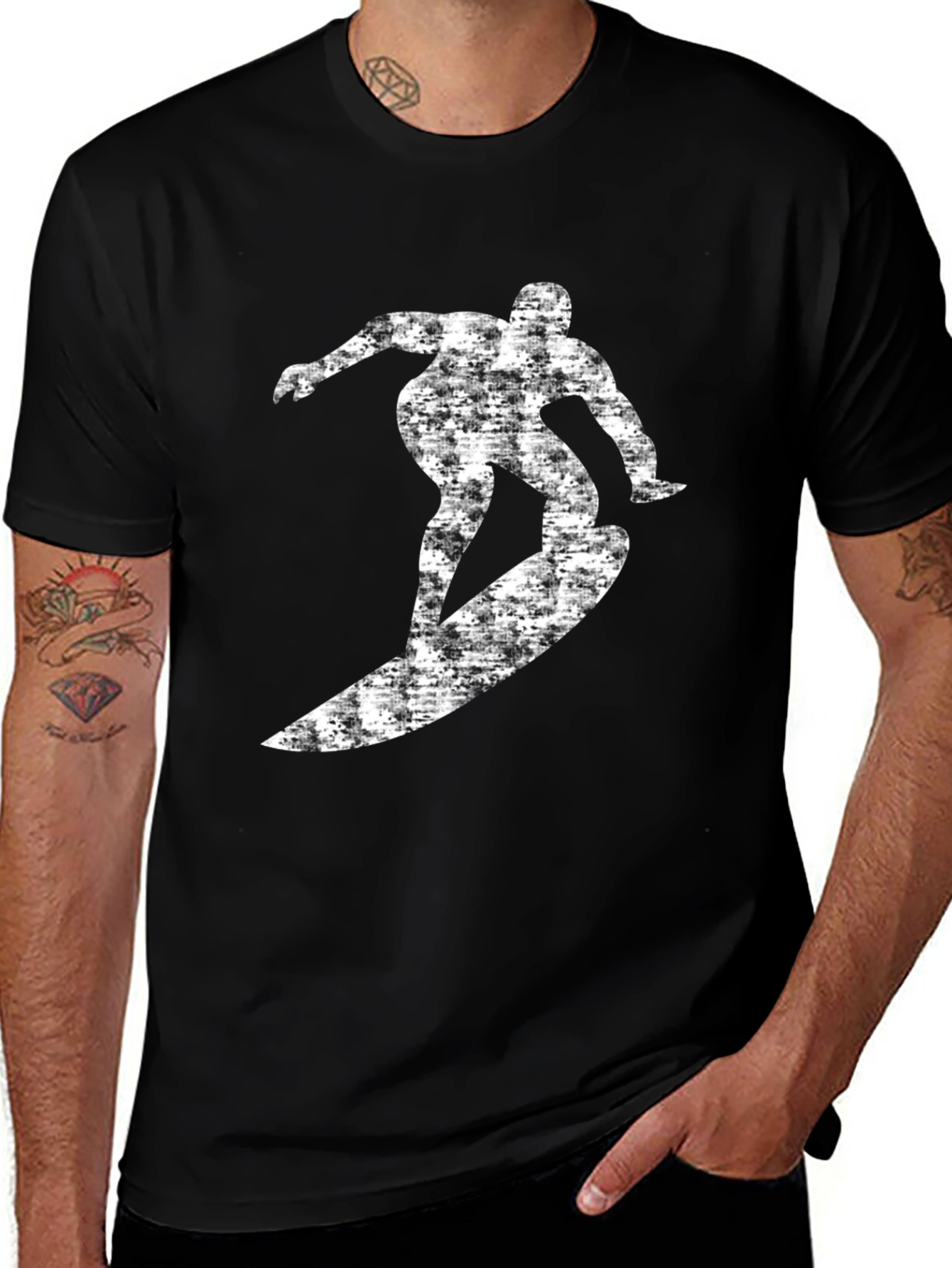 Variant 15 of Surfer Graphic Tee - Cool Black Cotton T-Shirt