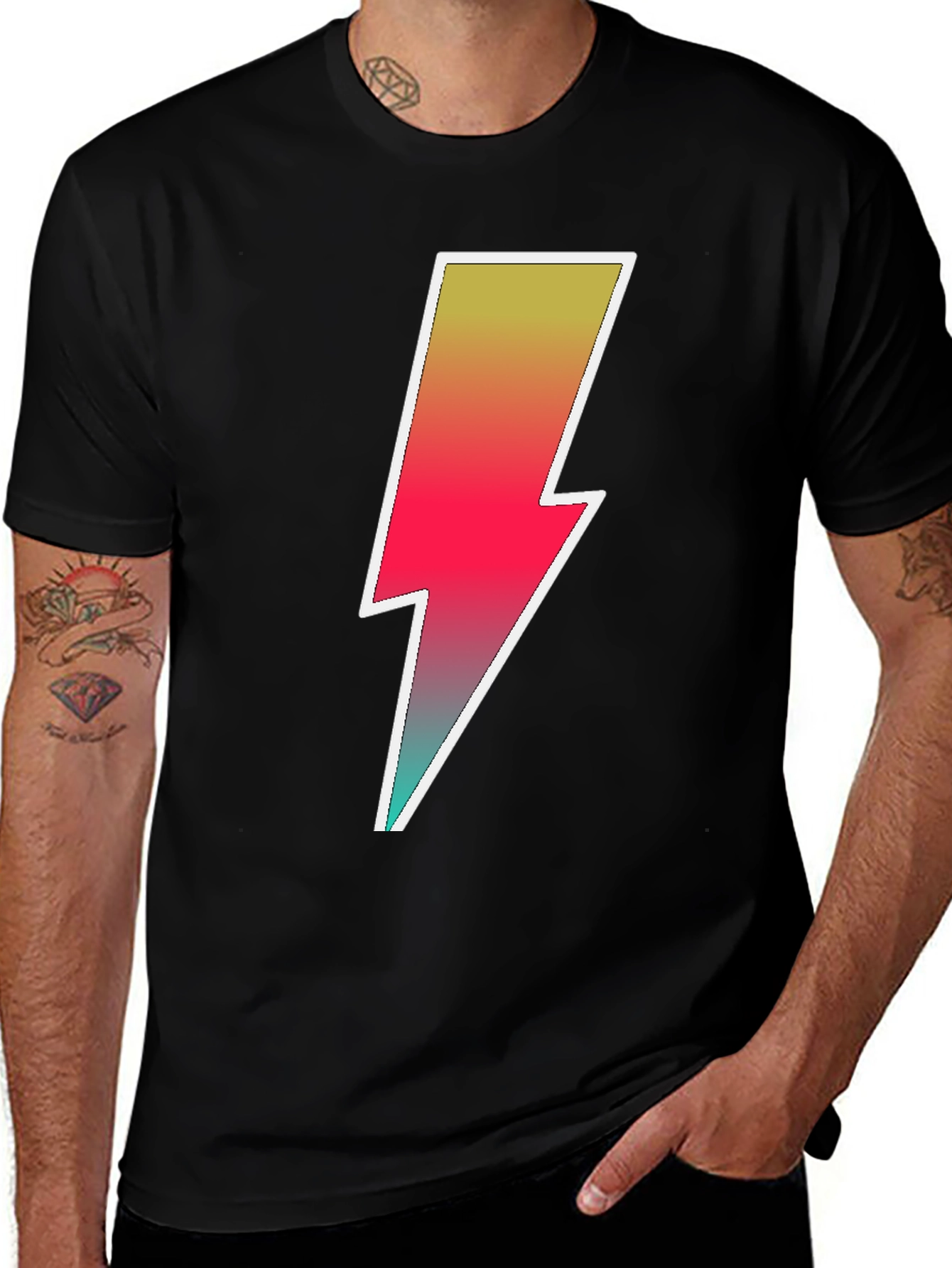 Variant 10 of Lightning Bolt Graphic Tee - Black Casual Shirt