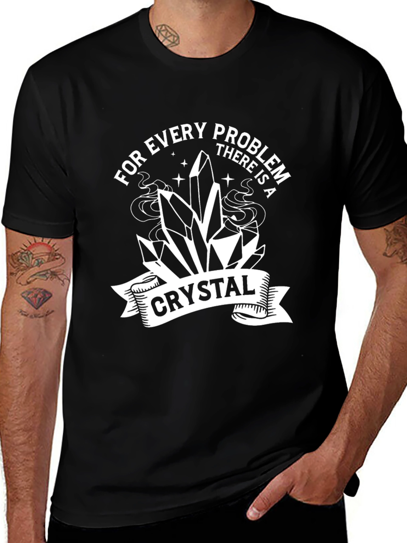 Variant 23 of Every Problem Crystal T-Shirt - Black Graphic Tee