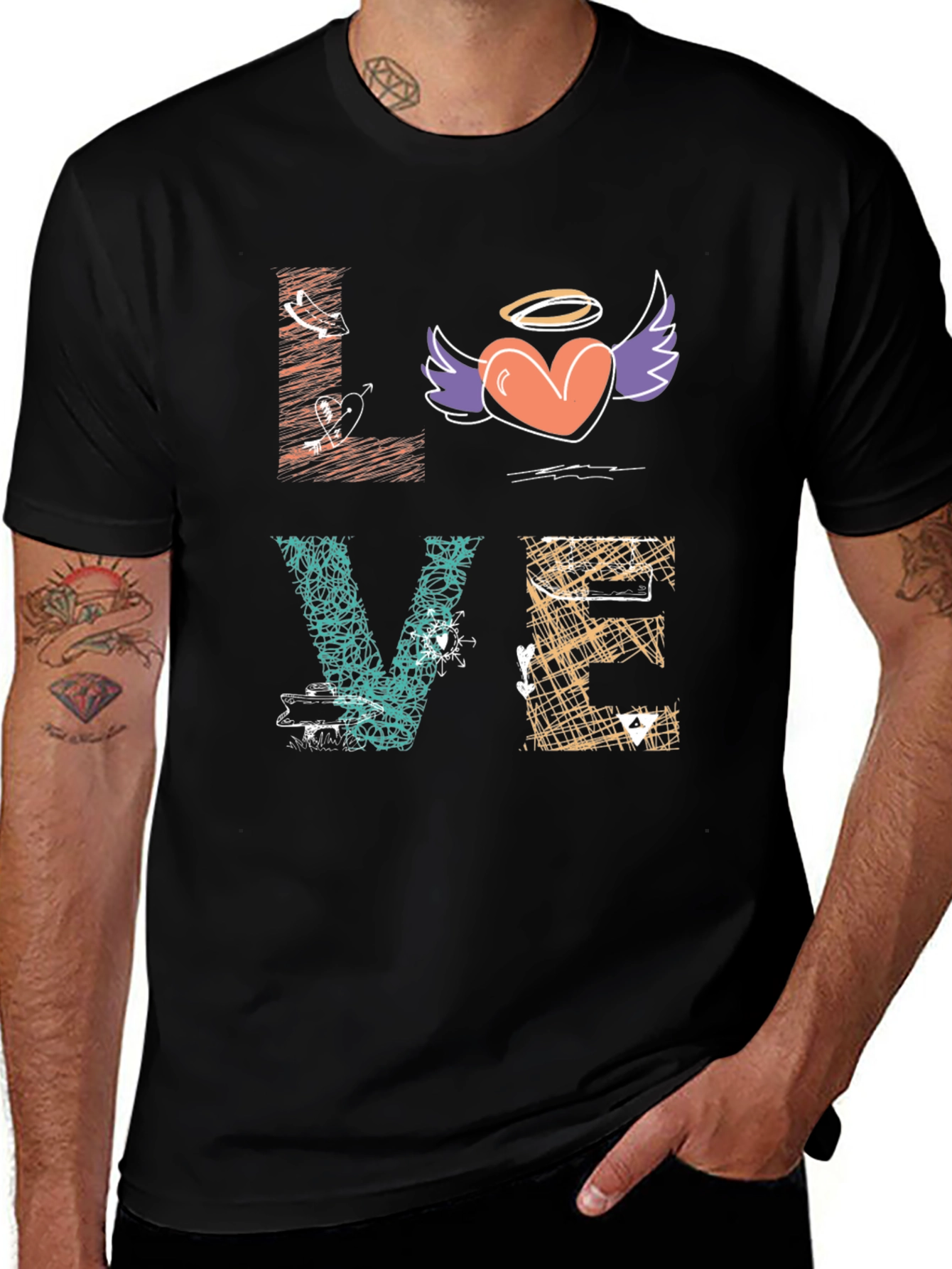 Variant 18 of Love Heart Angel Wings Graphic T-Shirt
