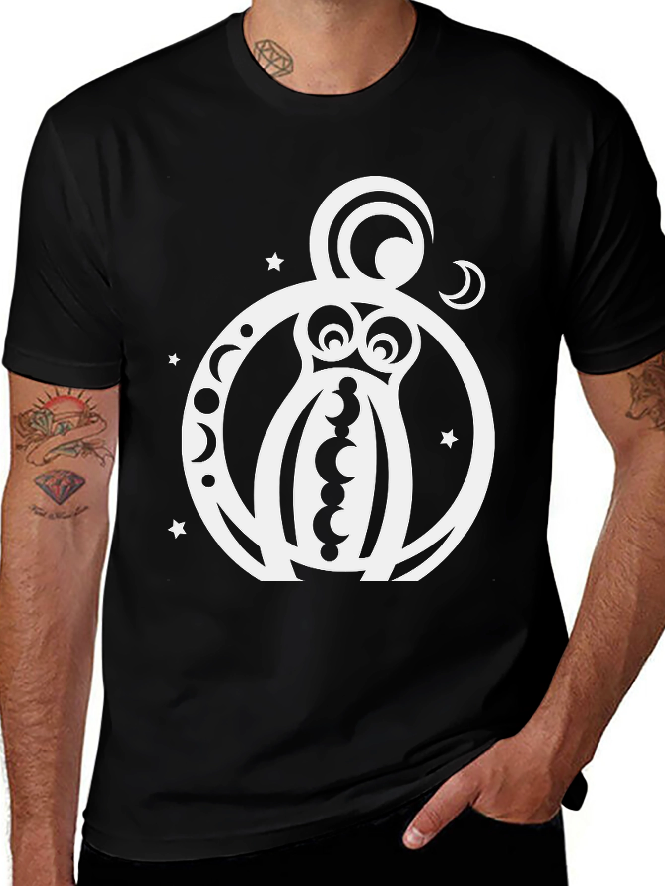 Variant 16 of Celestial Octopus T-Shirt - Black Cotton Graphic Tee