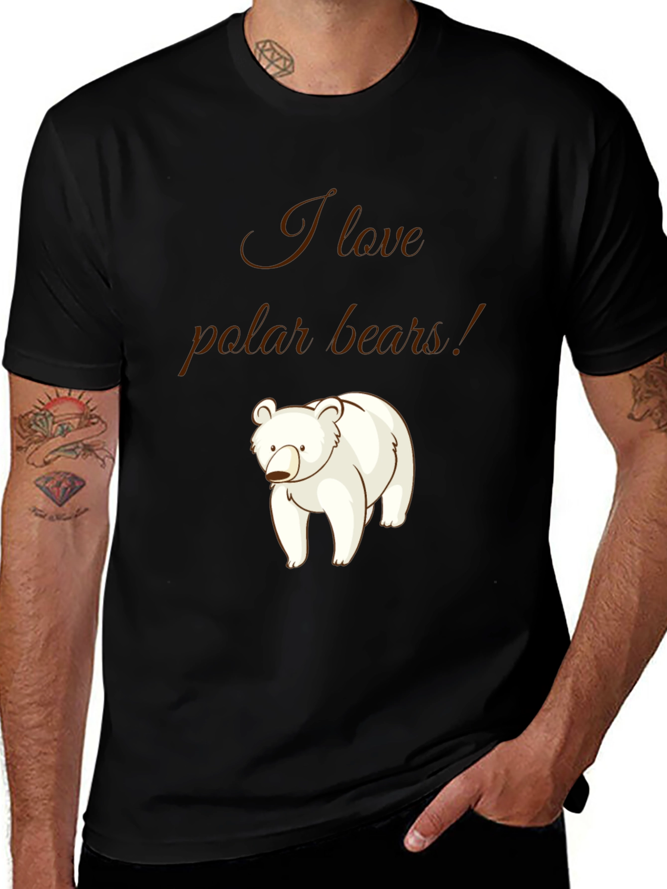 Variant 27 of I Love Polar Bears Graphic T-Shirt - Black
