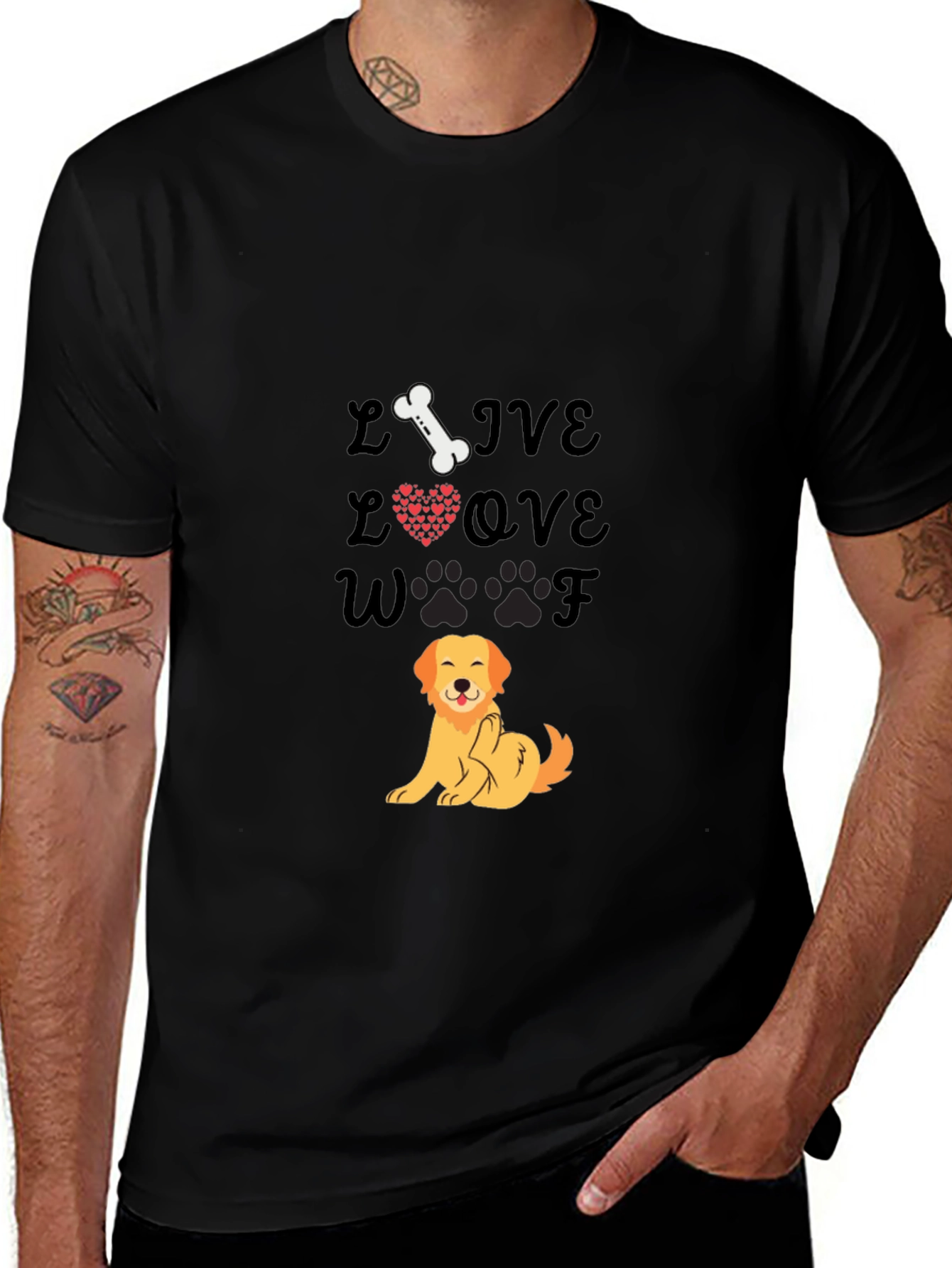 Variant 24 of Love Woof Dog T-Shirt - Black