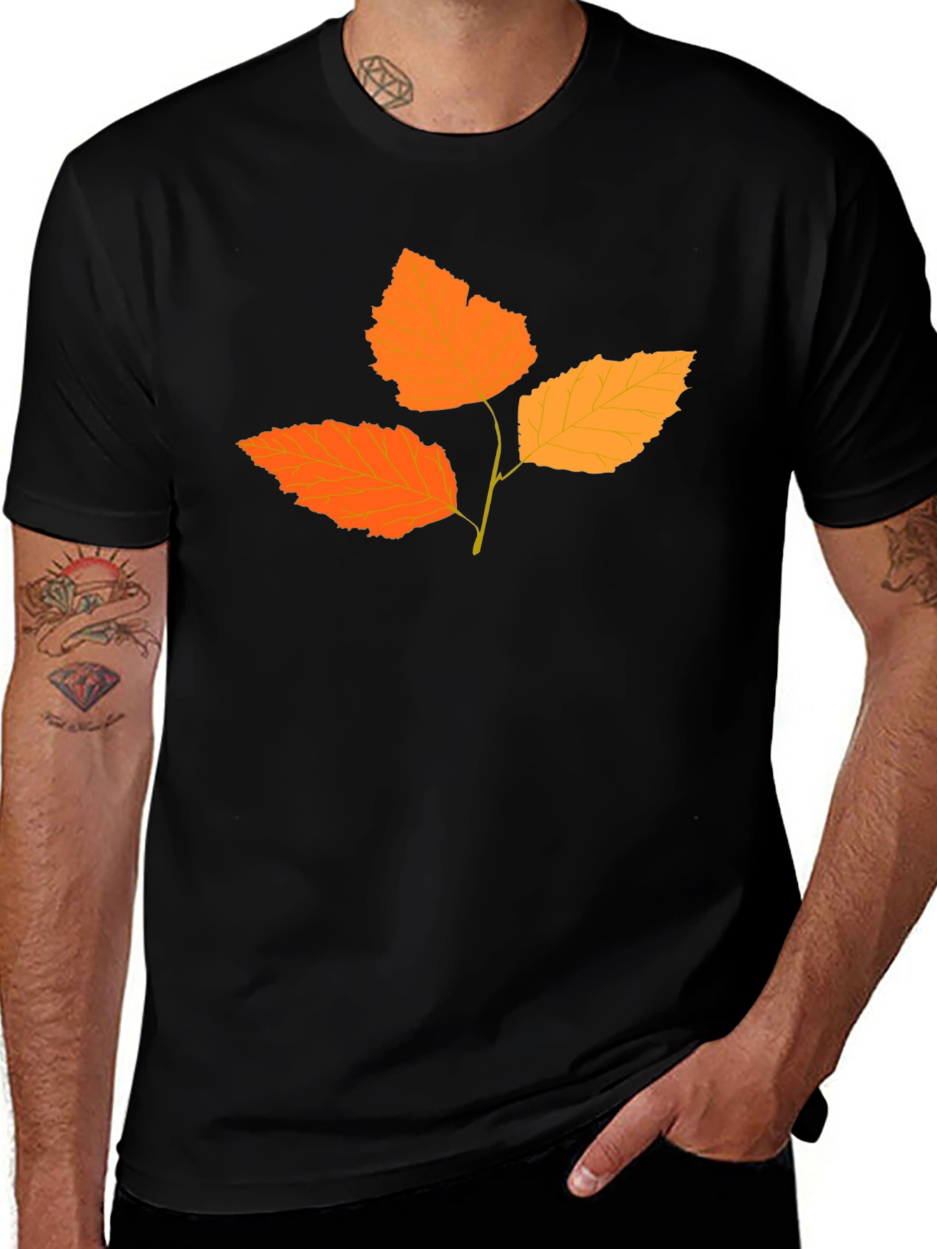 Variant 18 of Autumn Leaf Graphic Tee - Black Cotton Blend