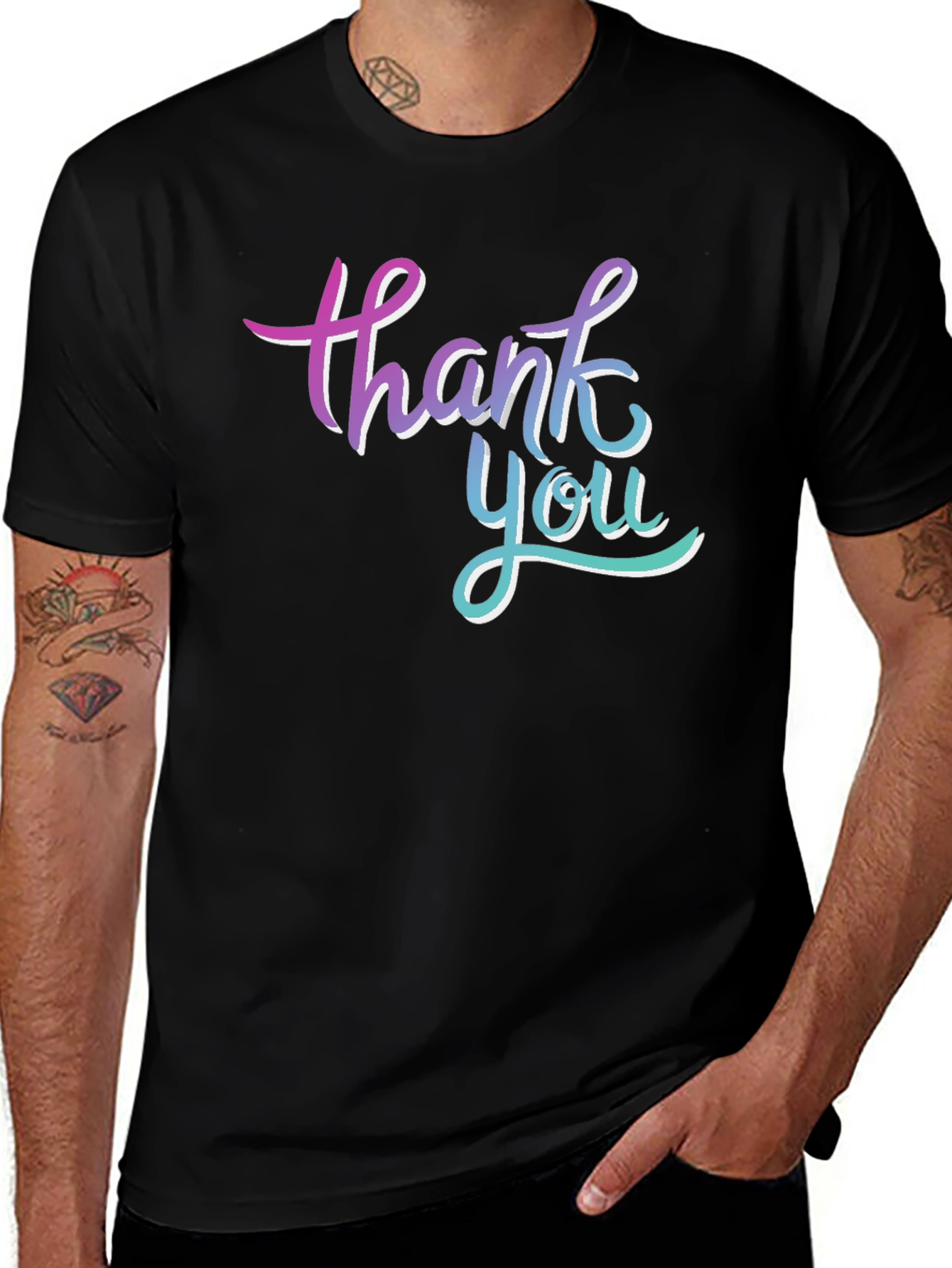 Variant 21 of Thank You Graphic Tee - Stylish Black Cotton T-Shirt