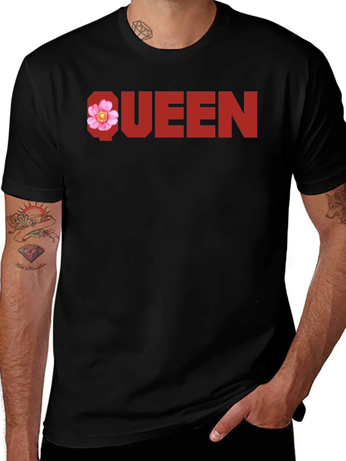 Variant 20 of Queen Floral Graphic Tee - Black Cotton T-Shirt