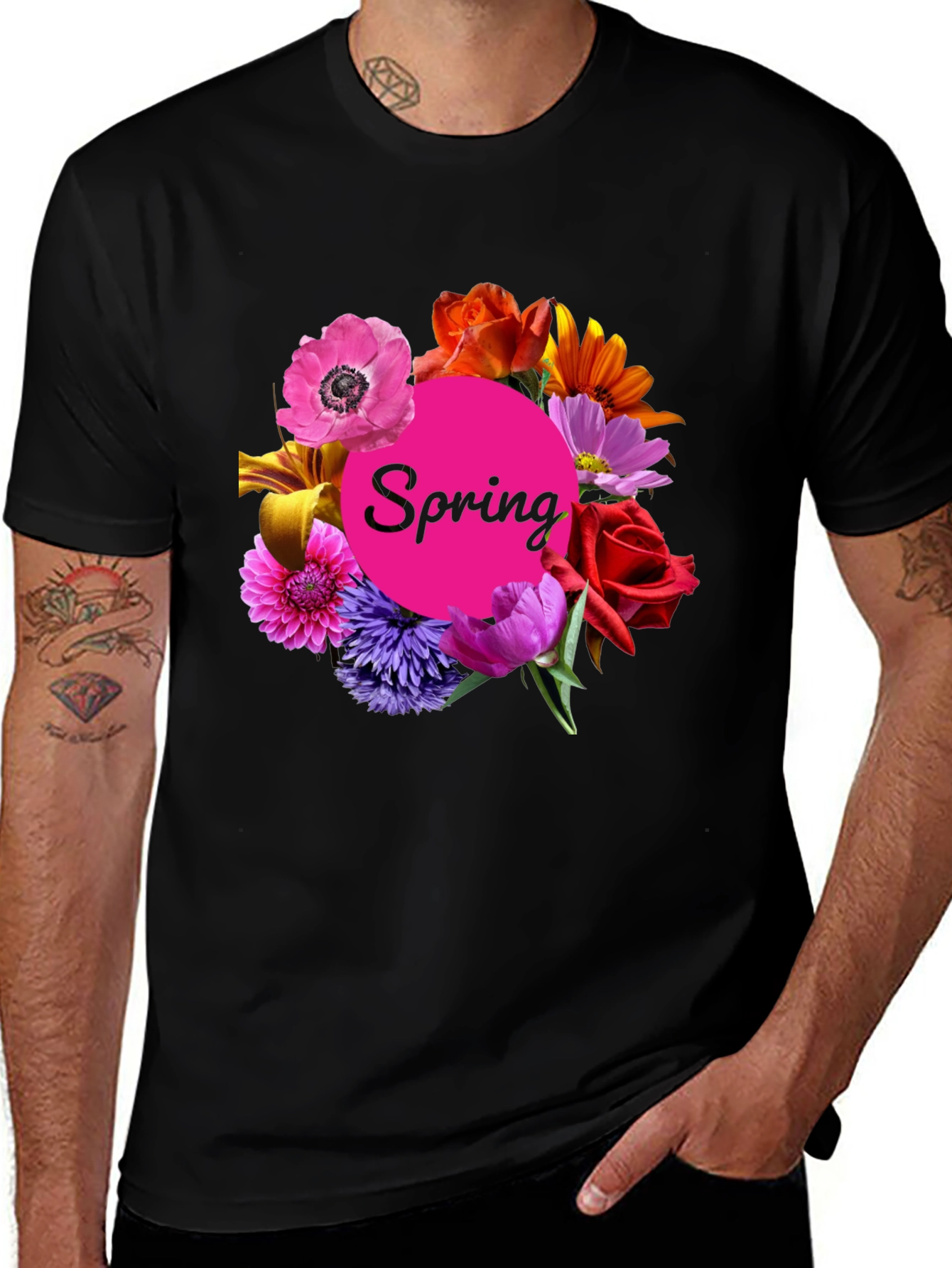 Variant 13 of Spring Floral Black T-Shirt