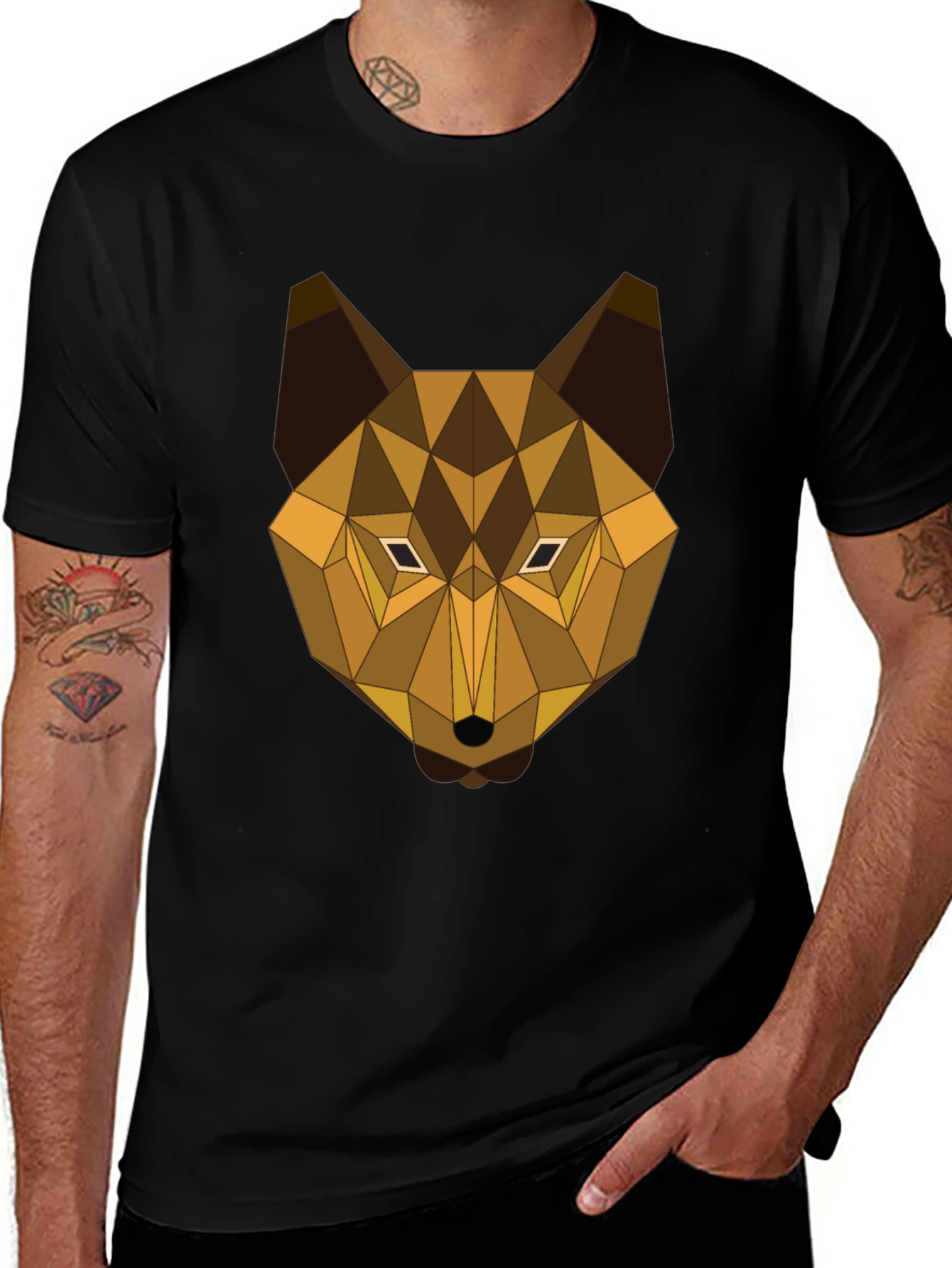 Variant 20 of Geometric Wolf Graphic Tee - Modern Animal Print T-Shirt