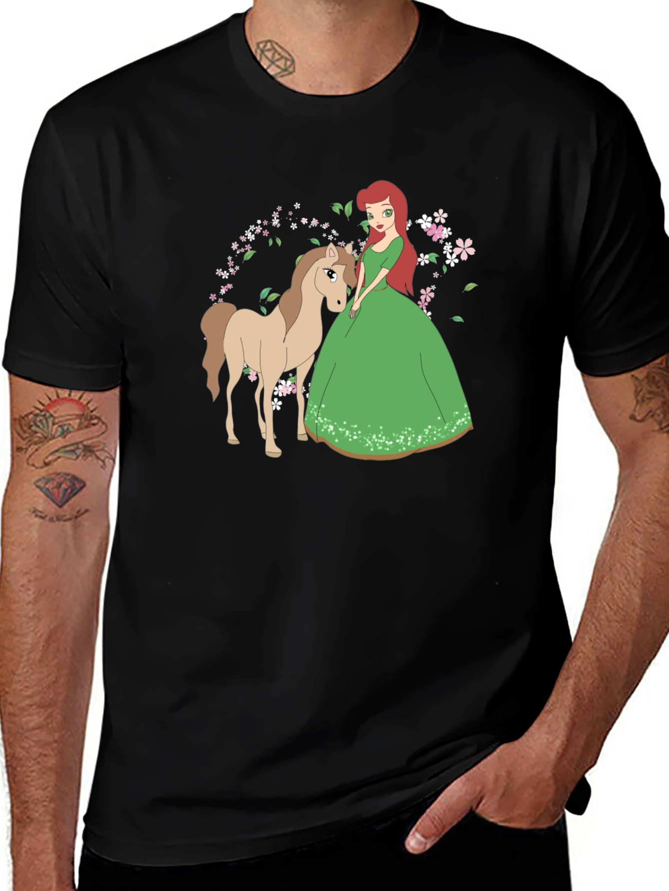 Variant 26 of Princess & Pony Graphic Black T-Shirt