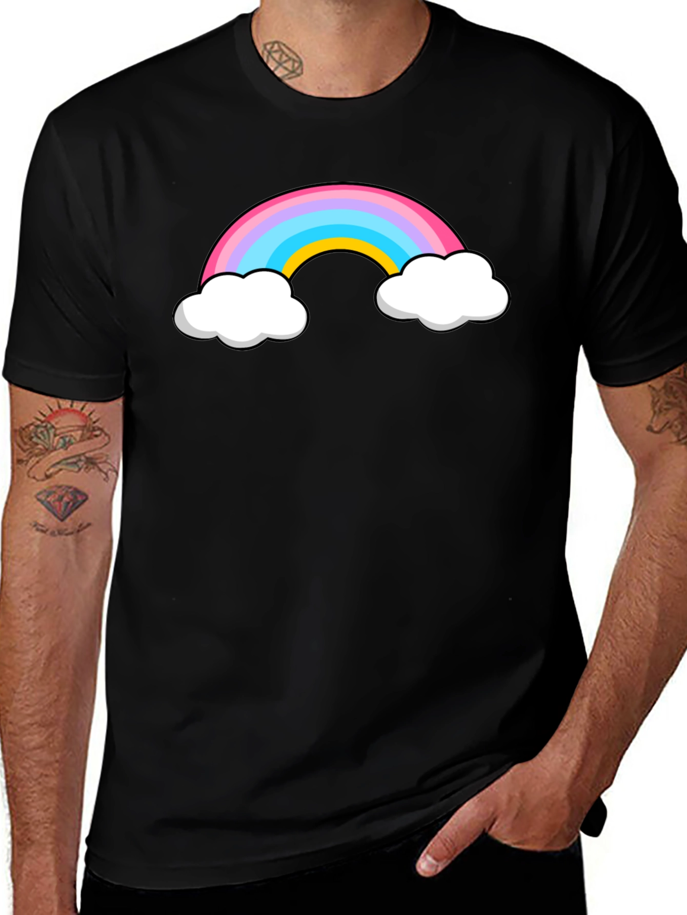 Variant 26 of Rainbow Cloud Graphic Black T-Shirt