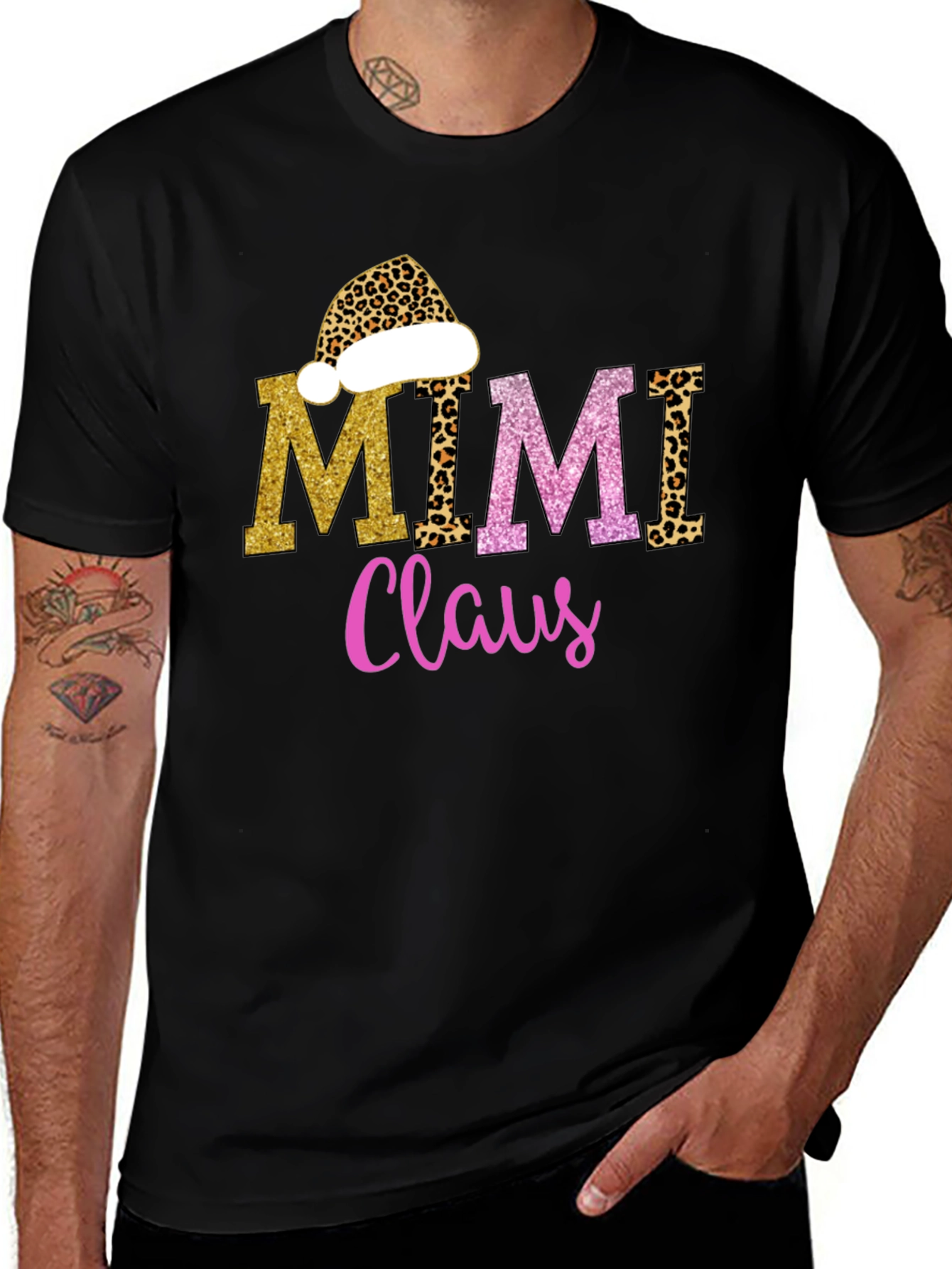 Mimi Claus T-Shirt - Leopard Print Holiday Tee