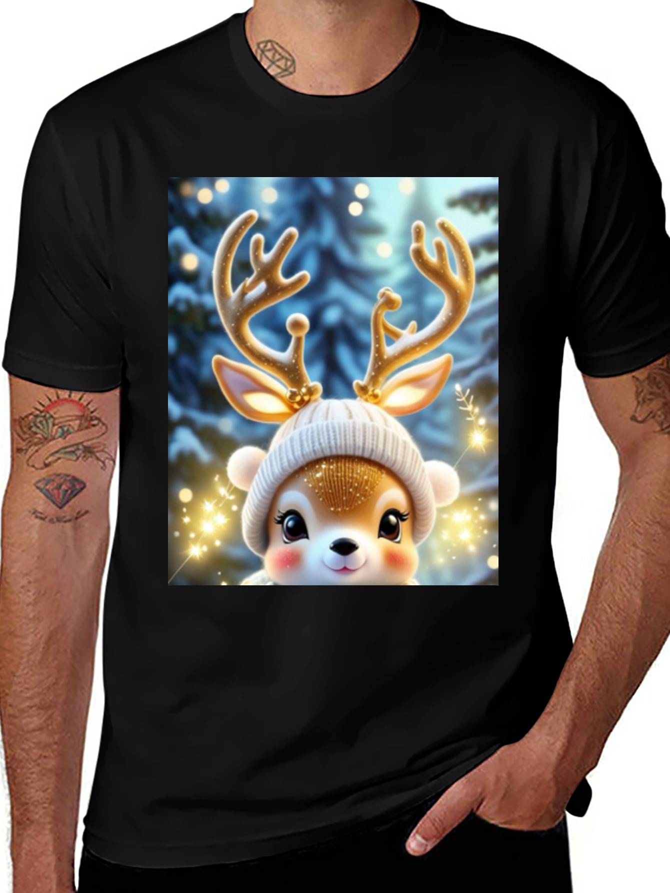 Variant 7 of Cute Reindeer Graphic Tee - Festive Holiday Style
