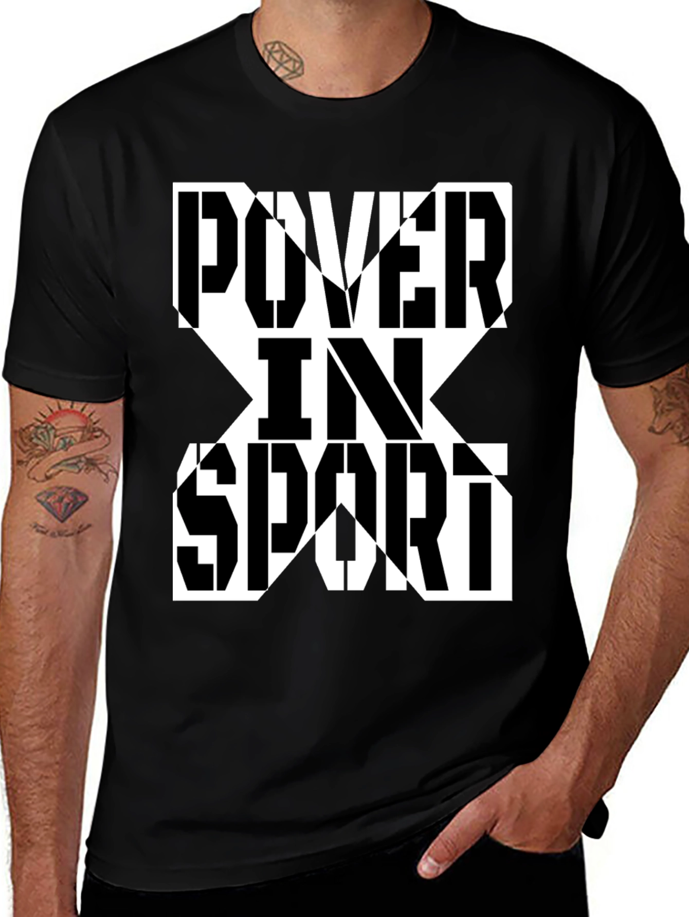 Variant 28 of Power In Sport Graphic Tee - Black Cotton Blend