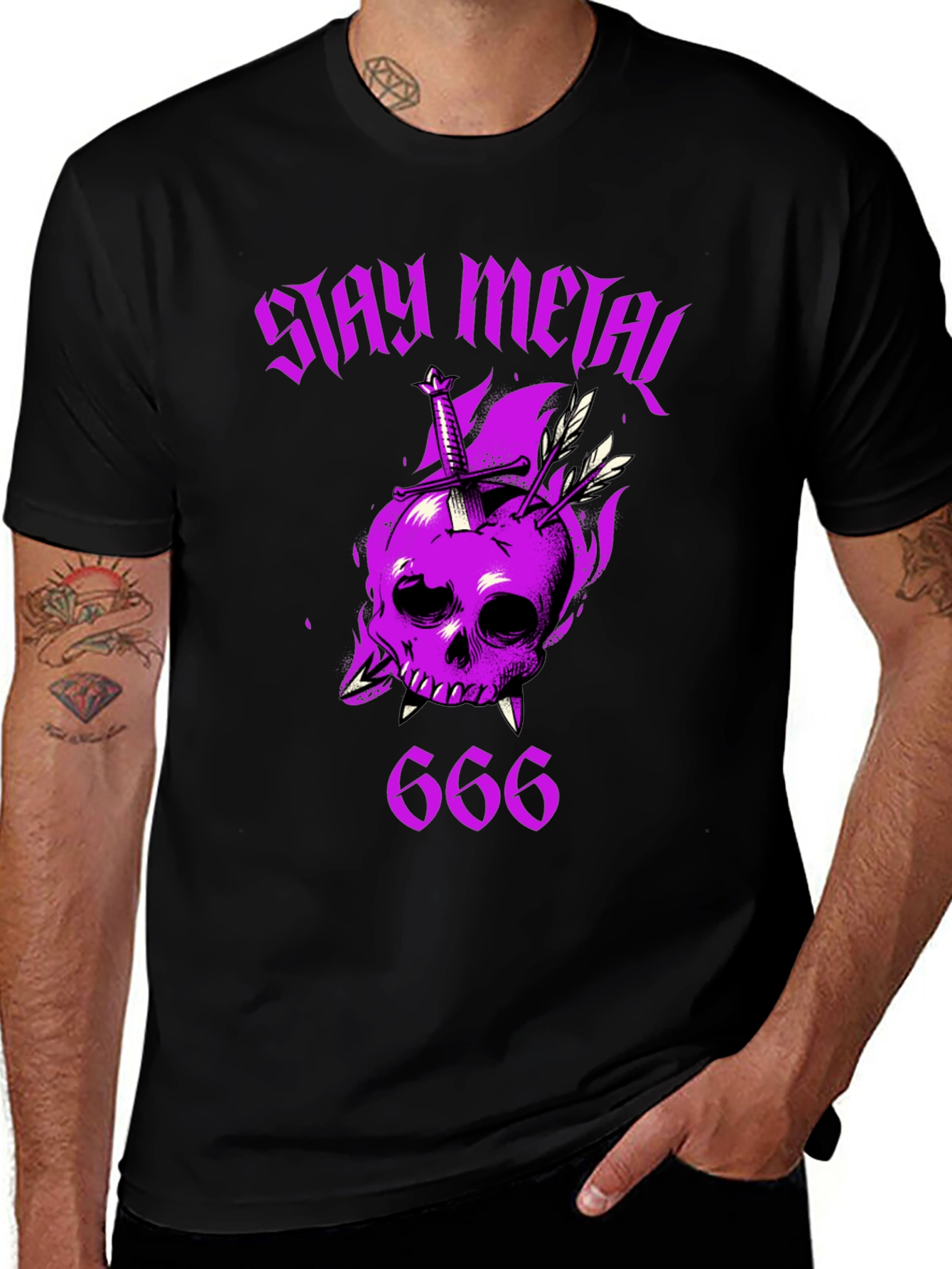 Variant 13 of Stay Metal Skull T-Shirt - Heavy Metal Graphic Tee