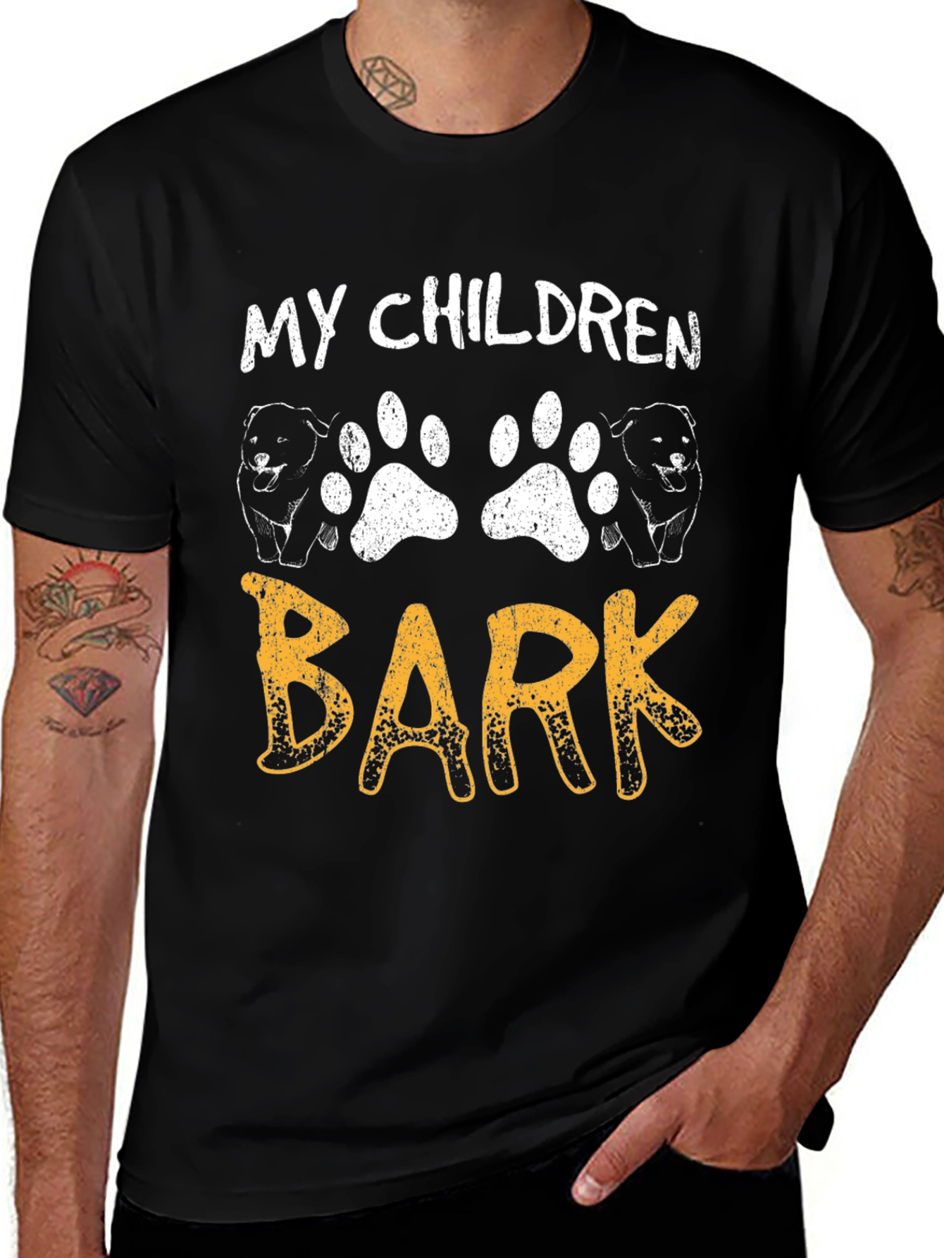 Variant 17 of My Children Bark T-Shirt - Dog Paw Print Tee