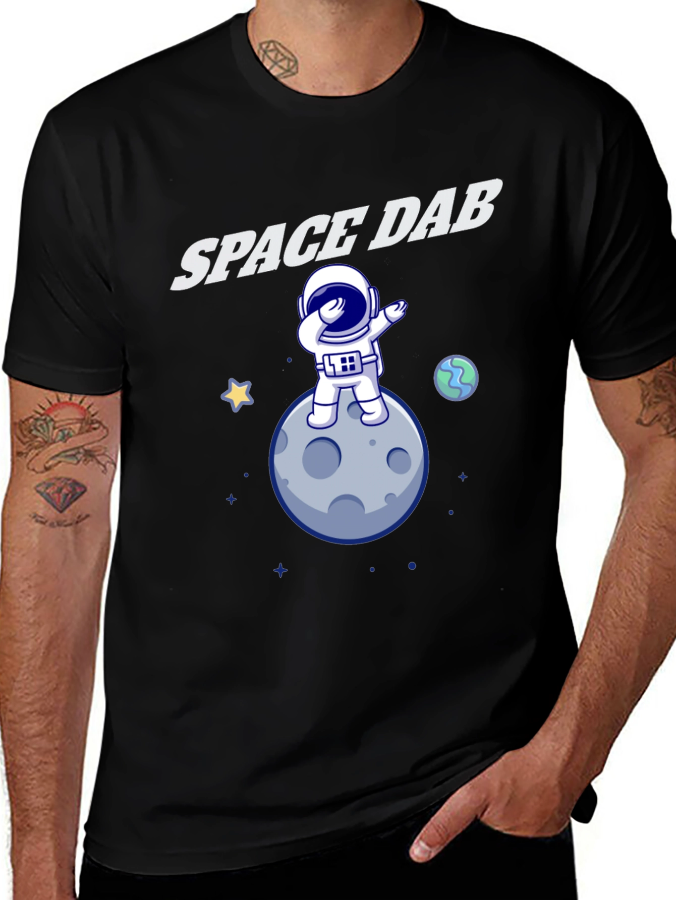 Variant 6 of Space Dab T-Shirt - Astronaut Moon Design