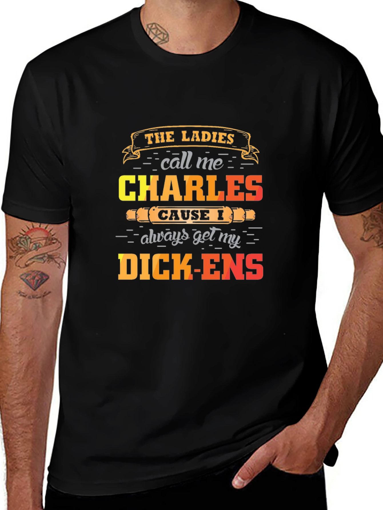 Variant 13 of Humorous "Charles Dickens" Graphic Tee