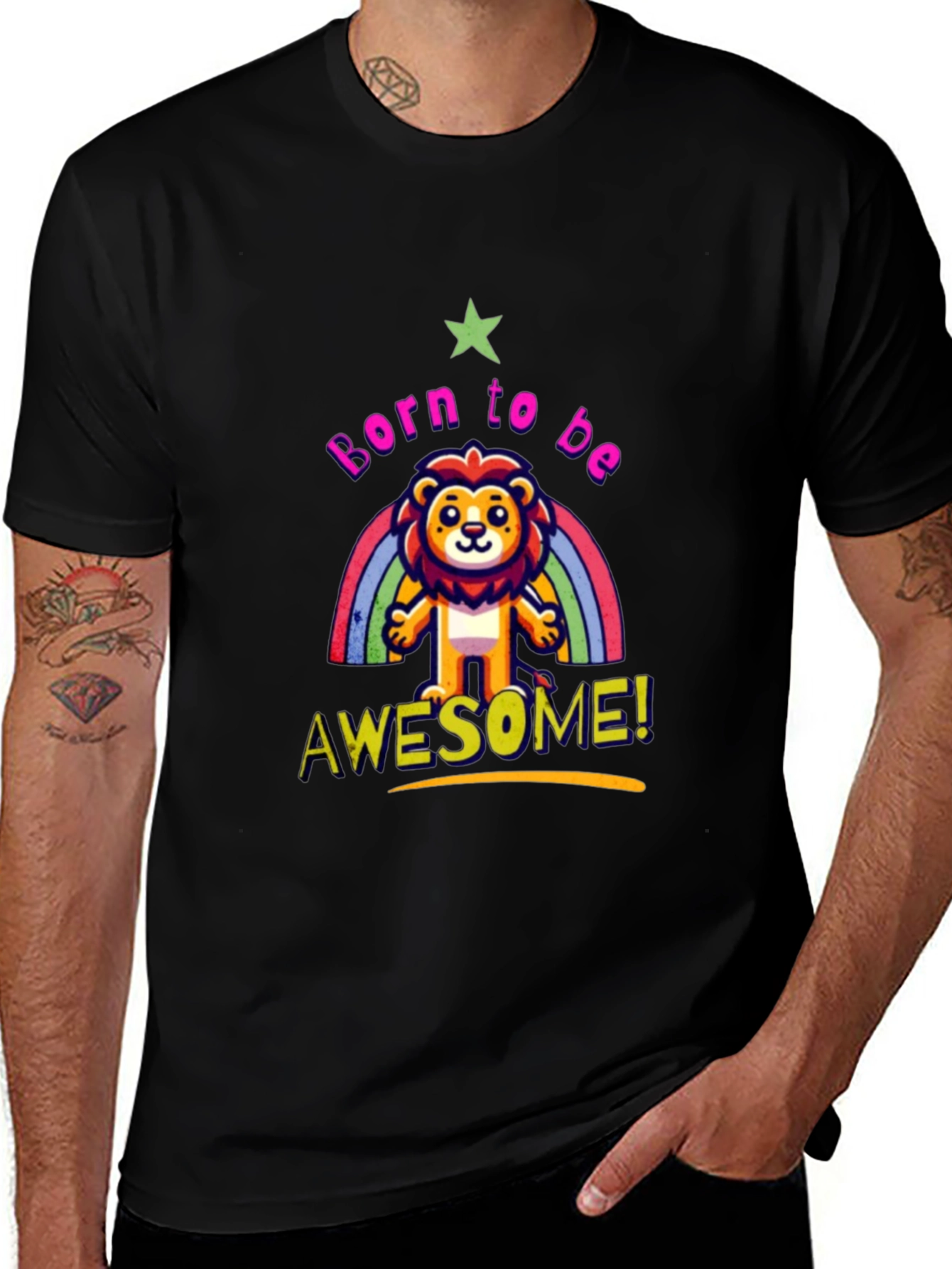 Variant 4 of Born to Be Awesome T-Shirt - Lion Graphic Tee