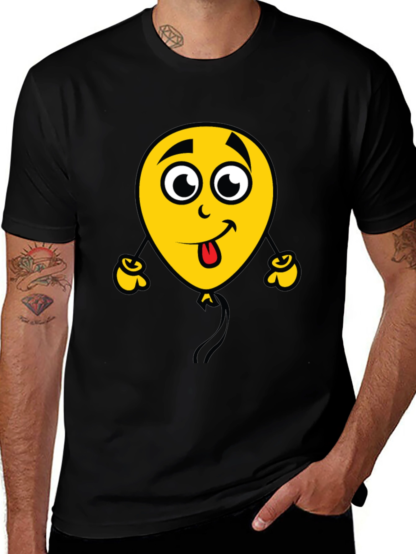 Variant 13 of Funny Balloon Graphic Black T-Shirt