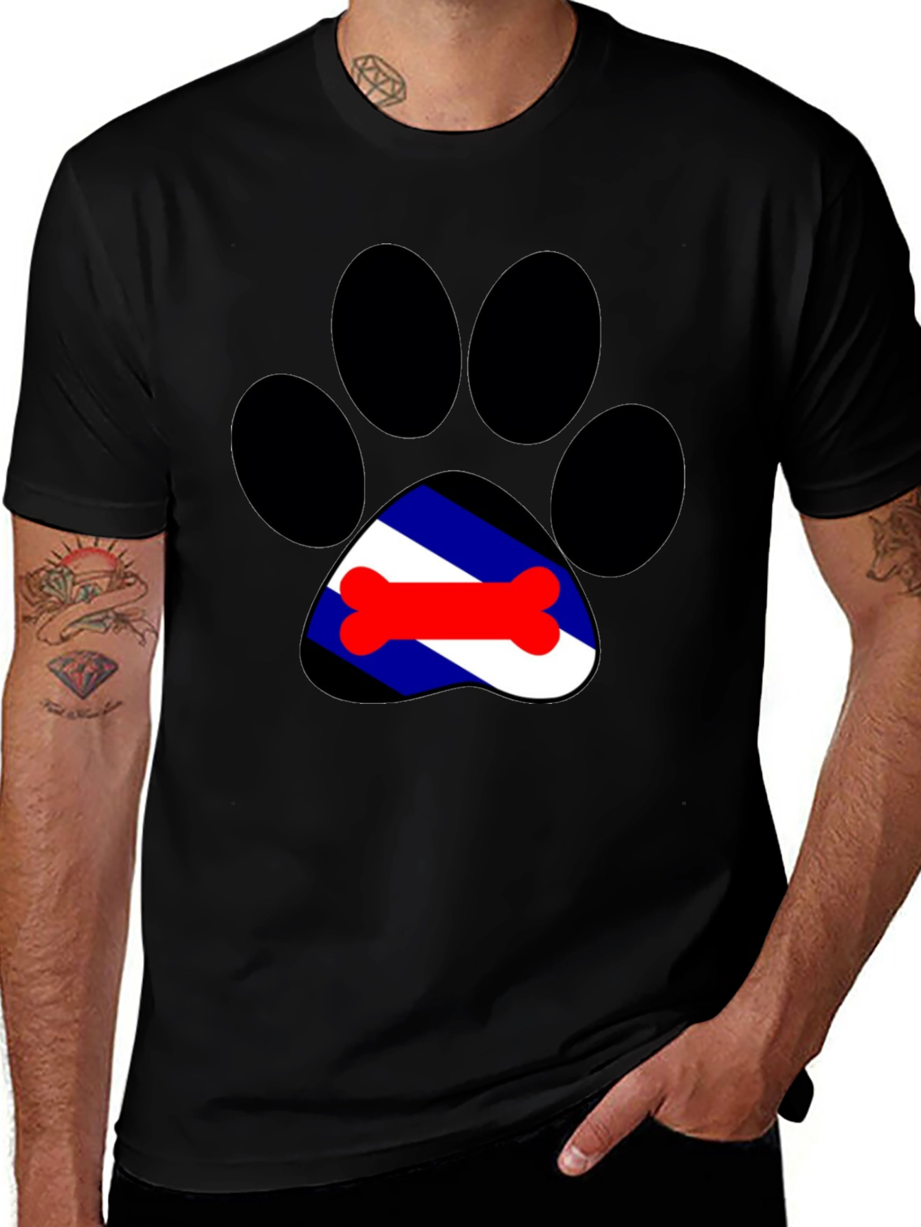 Variant 13 of Dog Paw Print Tee - Leather Pride Bone