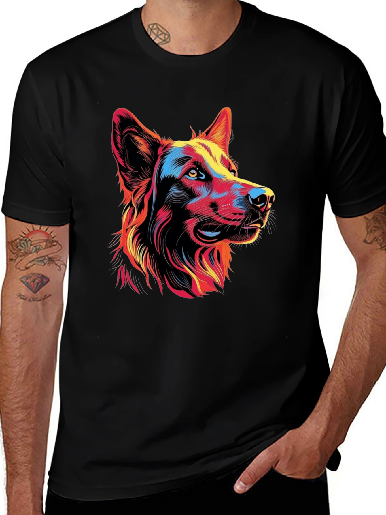 Variant 8 of Vibrant Dog Graphic Tee - Stylish Animal Lover's T-Shirt
