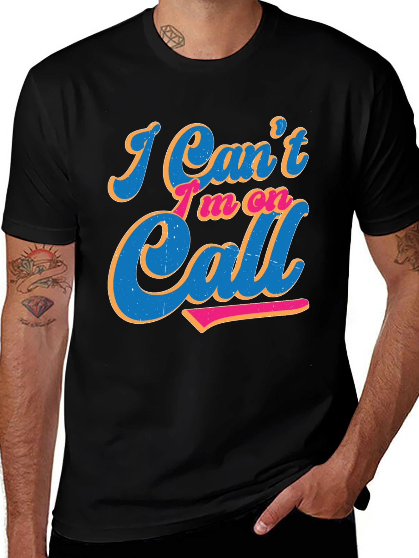 Variant 14 of I'm On Call Graphic Tee - Black Crewneck Shirt