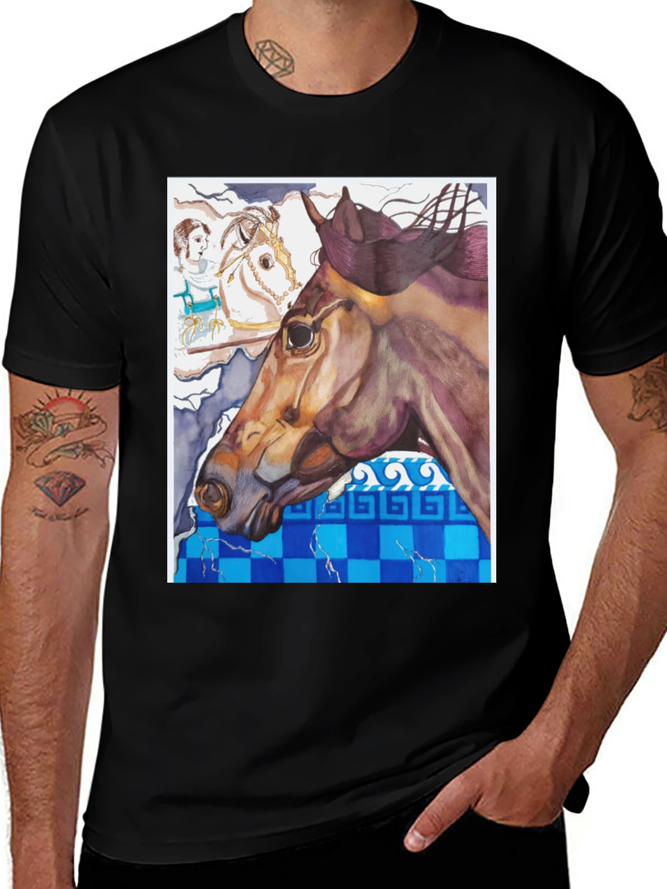 Black Horse Art Graphic Tee main image