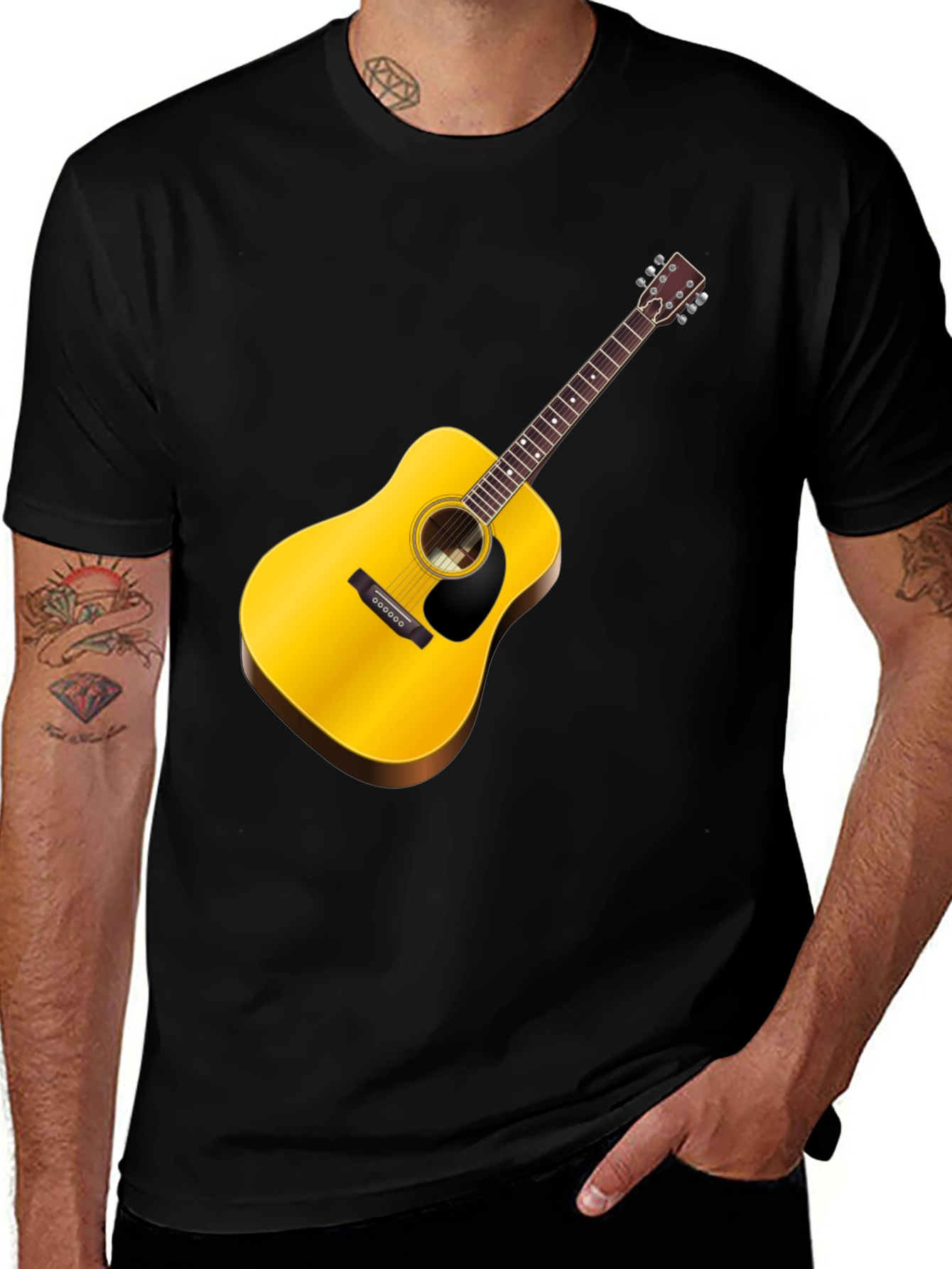 Variant 27 of Acoustic Guitar Graphic Tee - Black