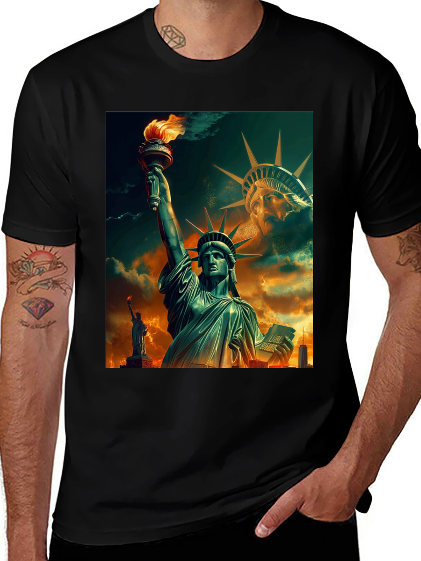 Statue of Liberty Graphic Black T-Shirt