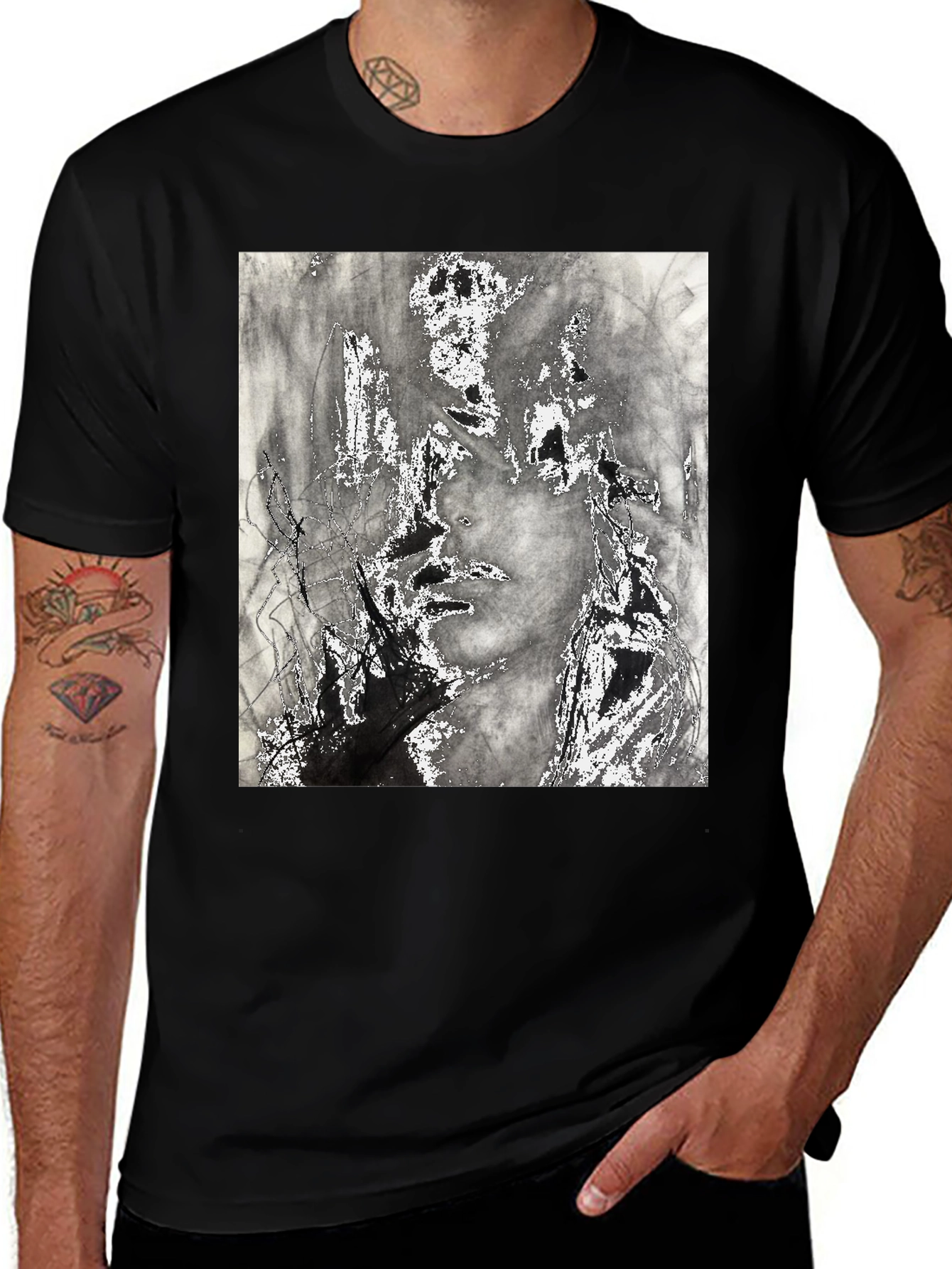 Variant 25 of Abstract Art Print Black T-Shirt