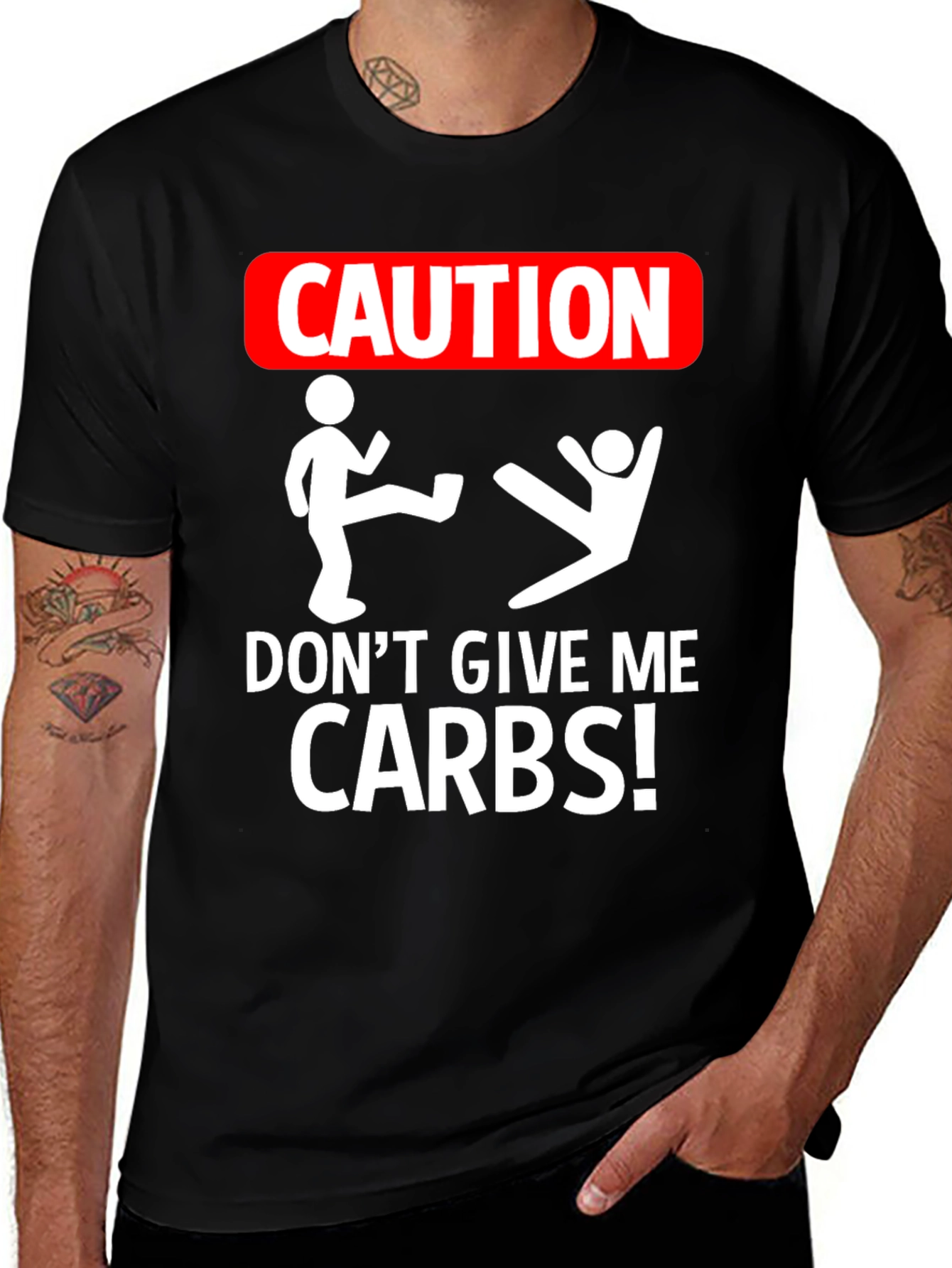 Variant 18 of Caution: Don't Give Me Carbs! Graphic Tee