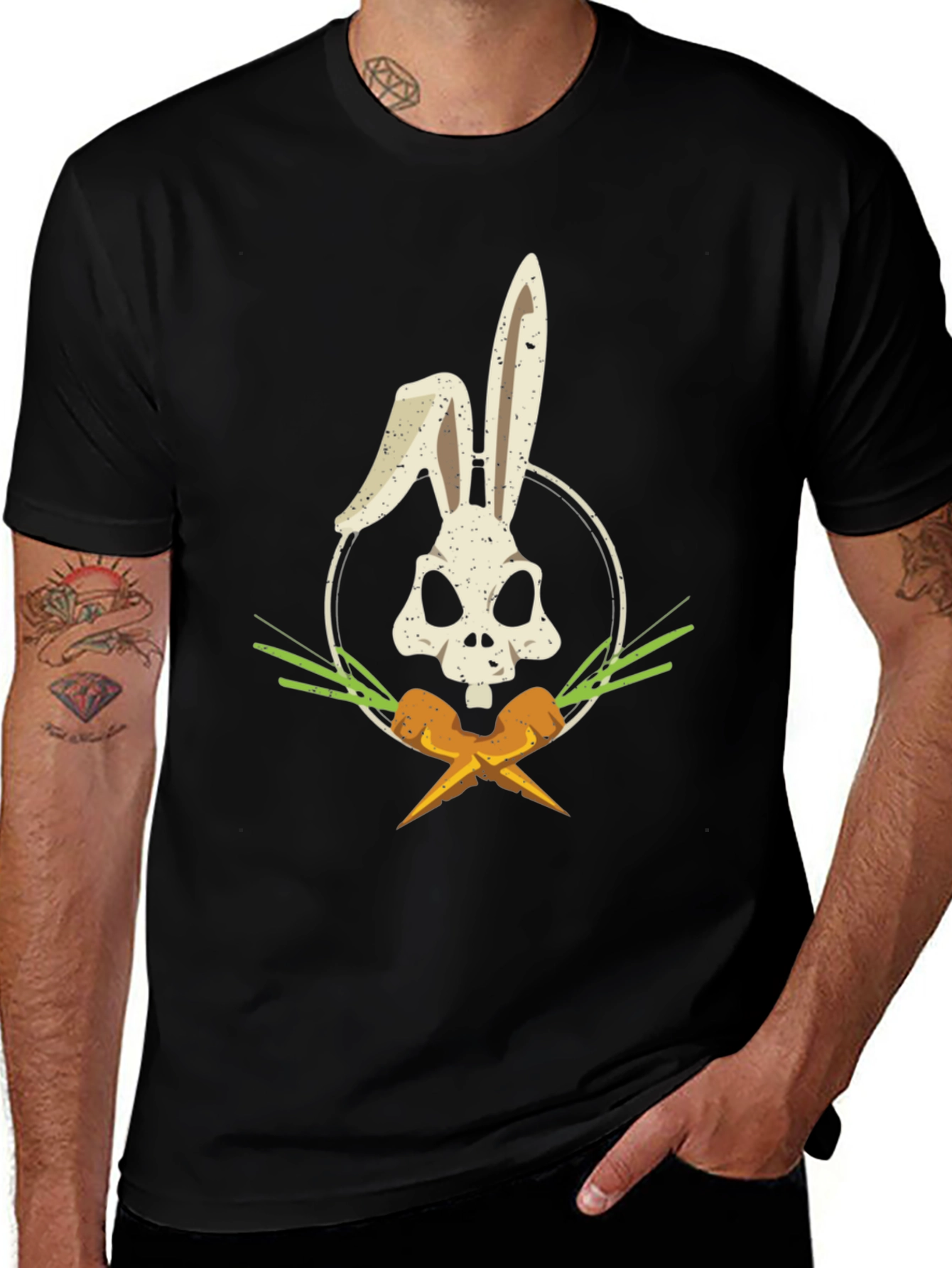 Variant 13 of Rabbit Skull Graphic Tee - Dark Humor Easter Shirt