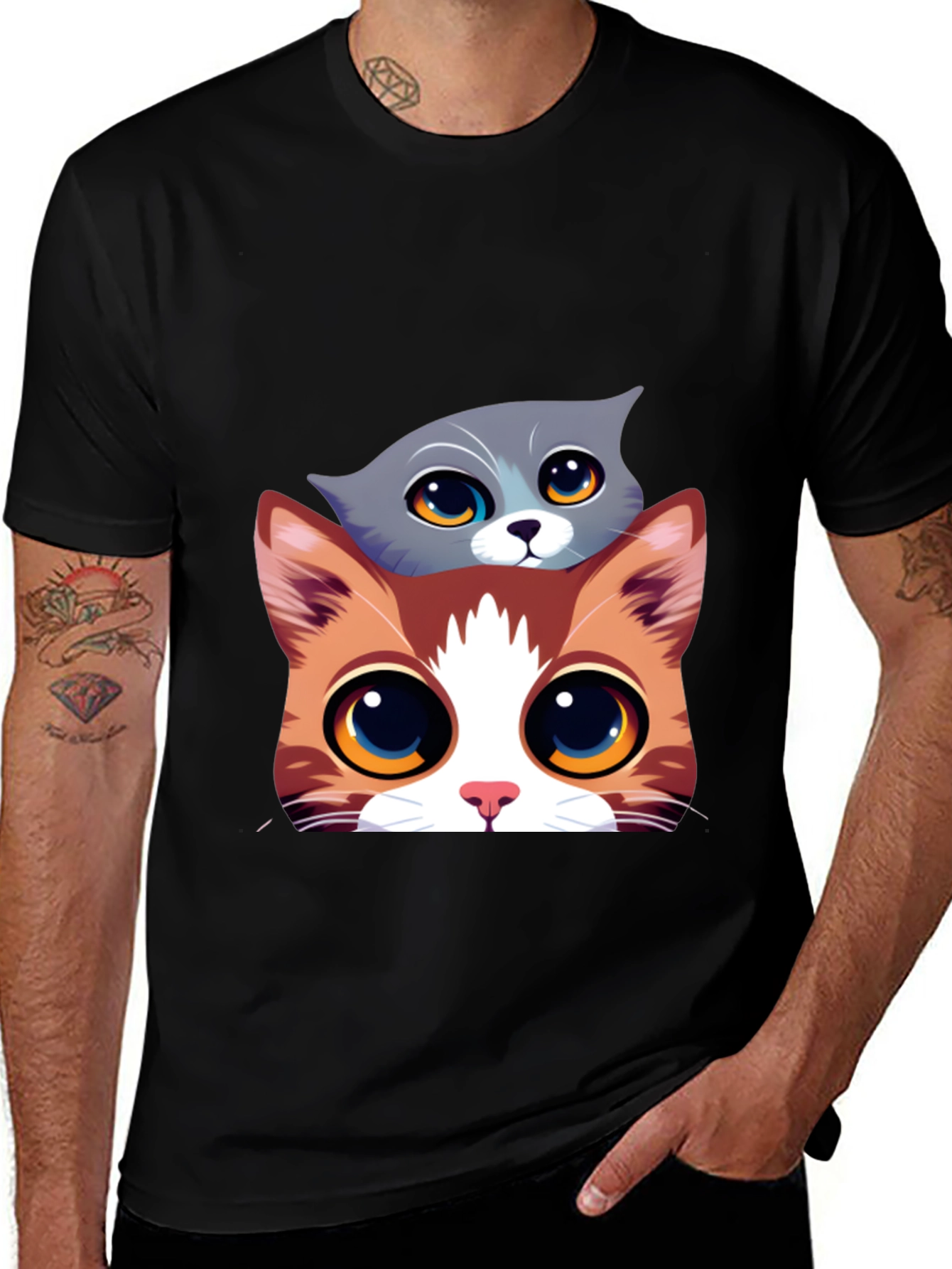 Variant 10 of Cute Cartoon Cat Graphic Tee - Fun Animal Lover Shirt