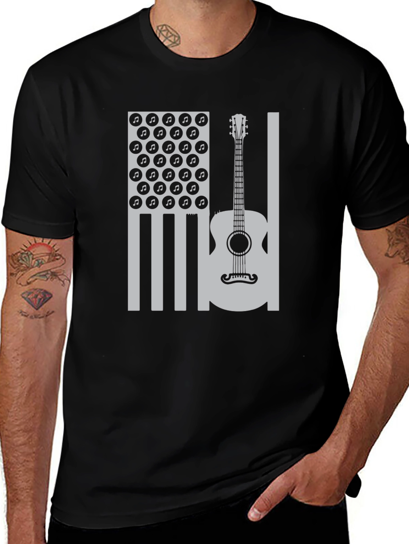 Variant 28 of Musical American Flag Guitar T-Shirt