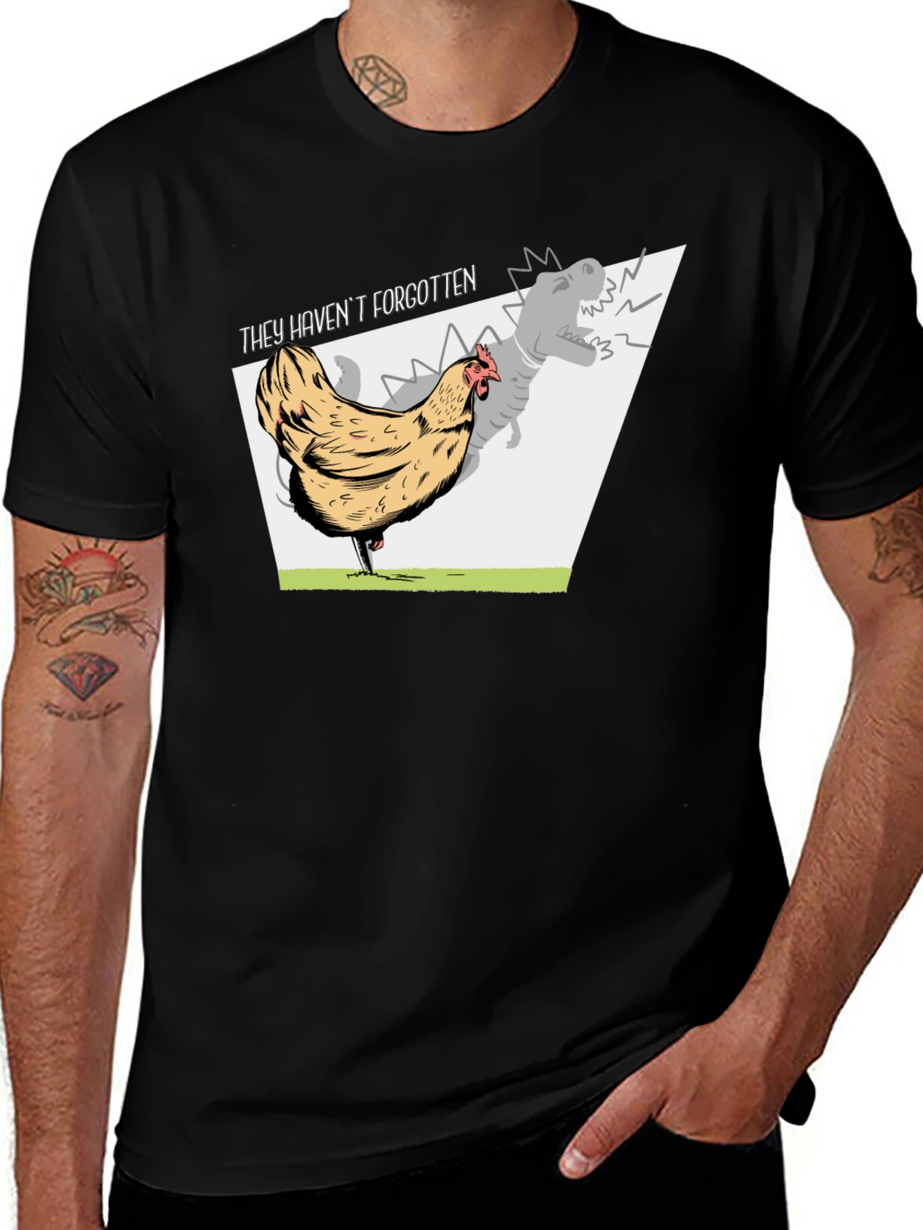 Variant 11 of Chicken & Dinosaur Shadow Graphic T-Shirt