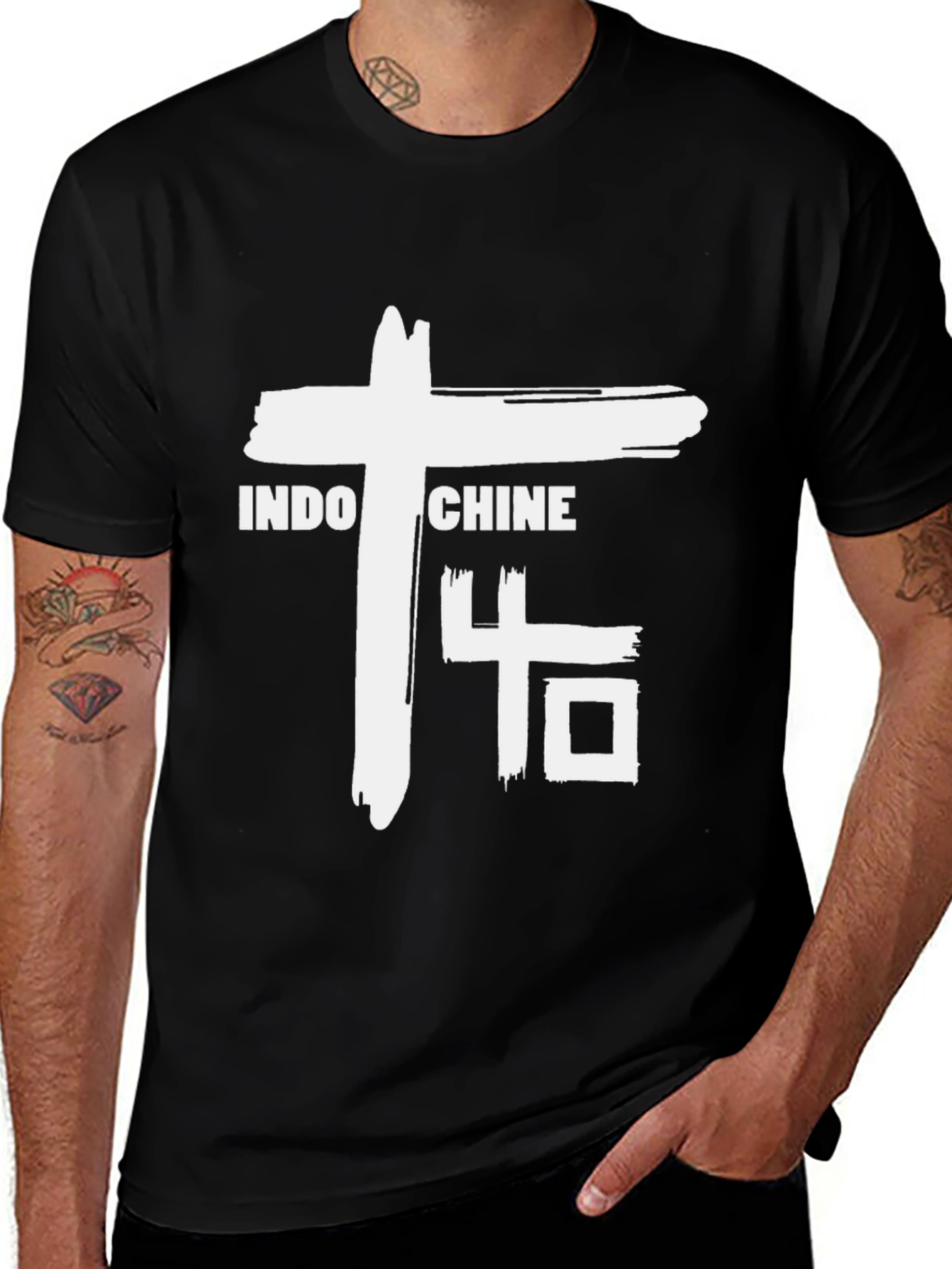 Variant 4 of Indochine Band Graphic T-Shirt - Black Cotton Blend Tee