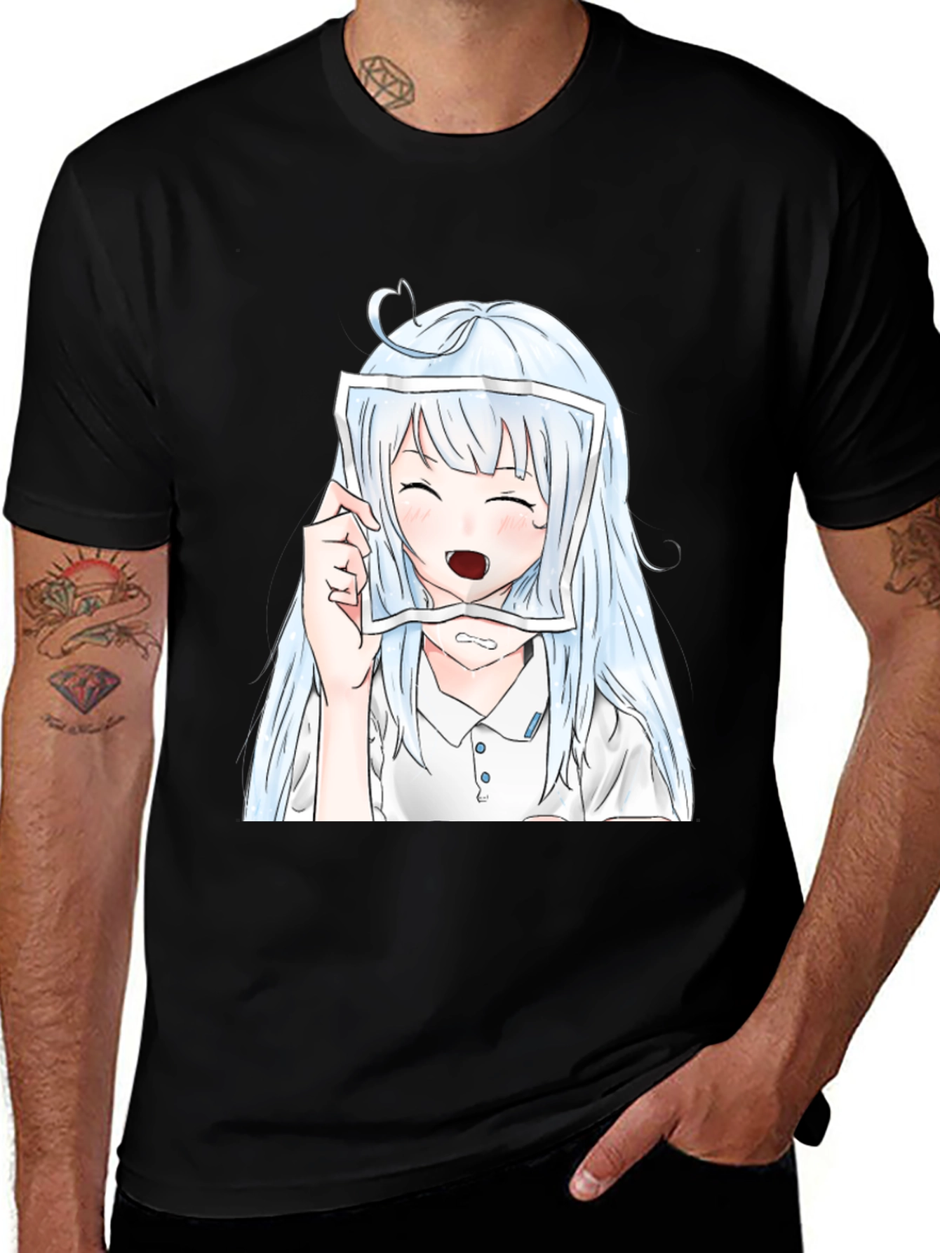 Variant 14 of Anime Girl Graphic Black T-Shirt
