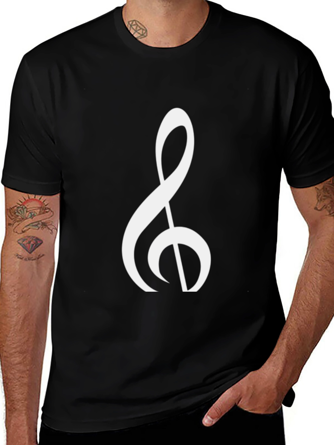 Variant 9 of Music Note Graphic T-Shirt - Black