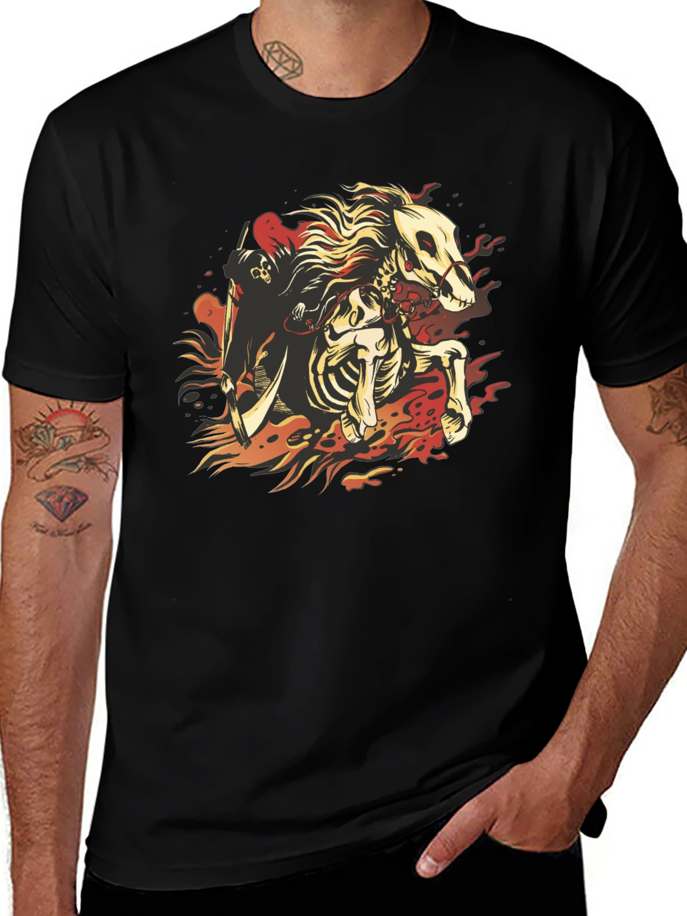 Grim Reaper Horseman Graphic T-Shirt