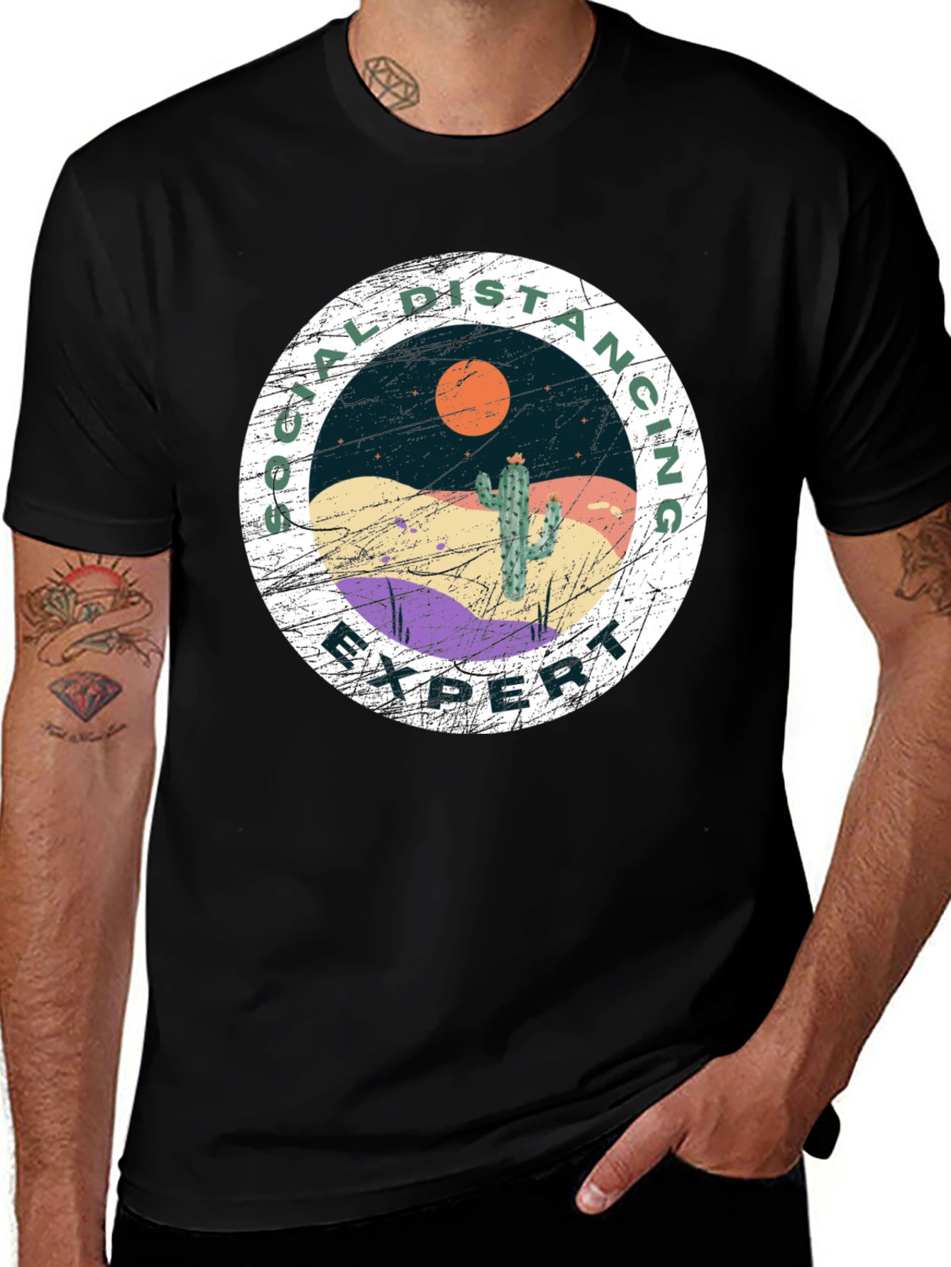 Variant 13 of Social Distancing Expert T-Shirt - Desert Cactus Design