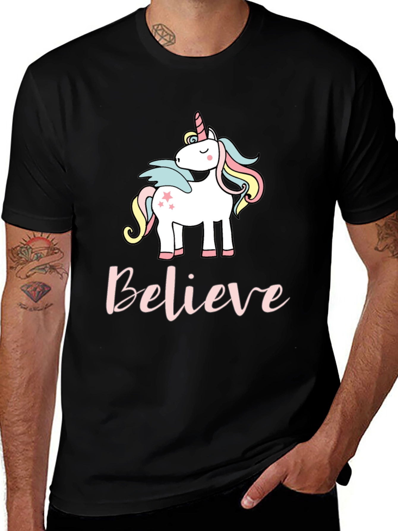 Variant 13 of Unicorn Believe Graphic Tee - Soft Cotton Blend