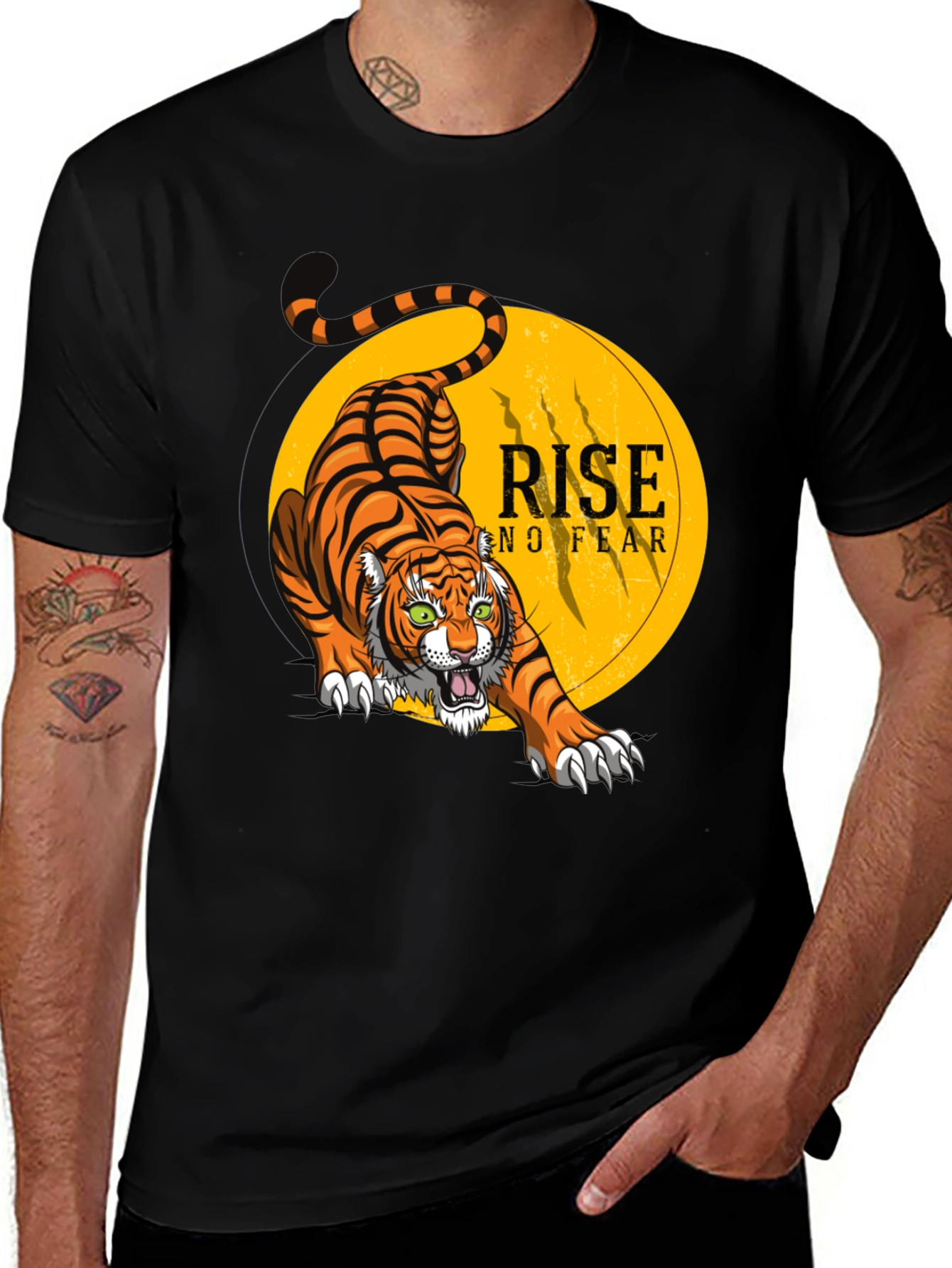 Variant 23 of Rise No Fear Tiger Graphic Tee - Black T-Shirt